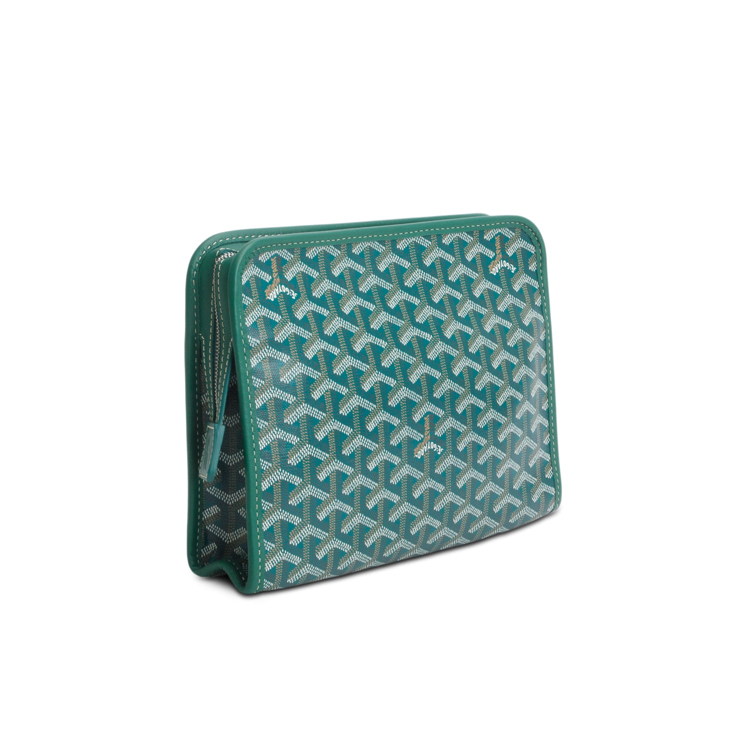 Goyard 2025 Green Goyardine Jouvence MM Toiletry Pouch w/ Receipt