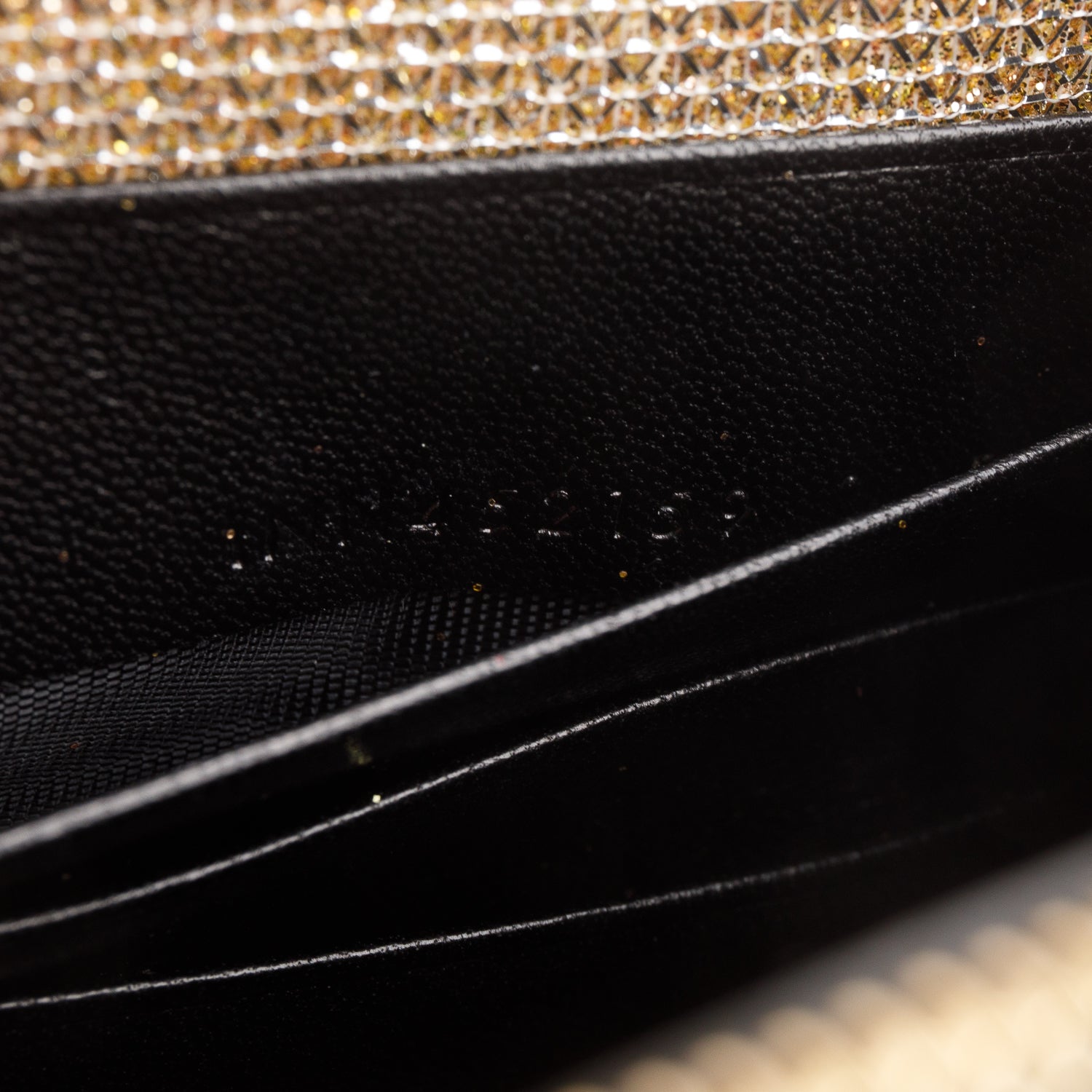 Saint Laurent Gold Metallic Canvas Woven Classic Monogram Kate Tassel Chain Wallet