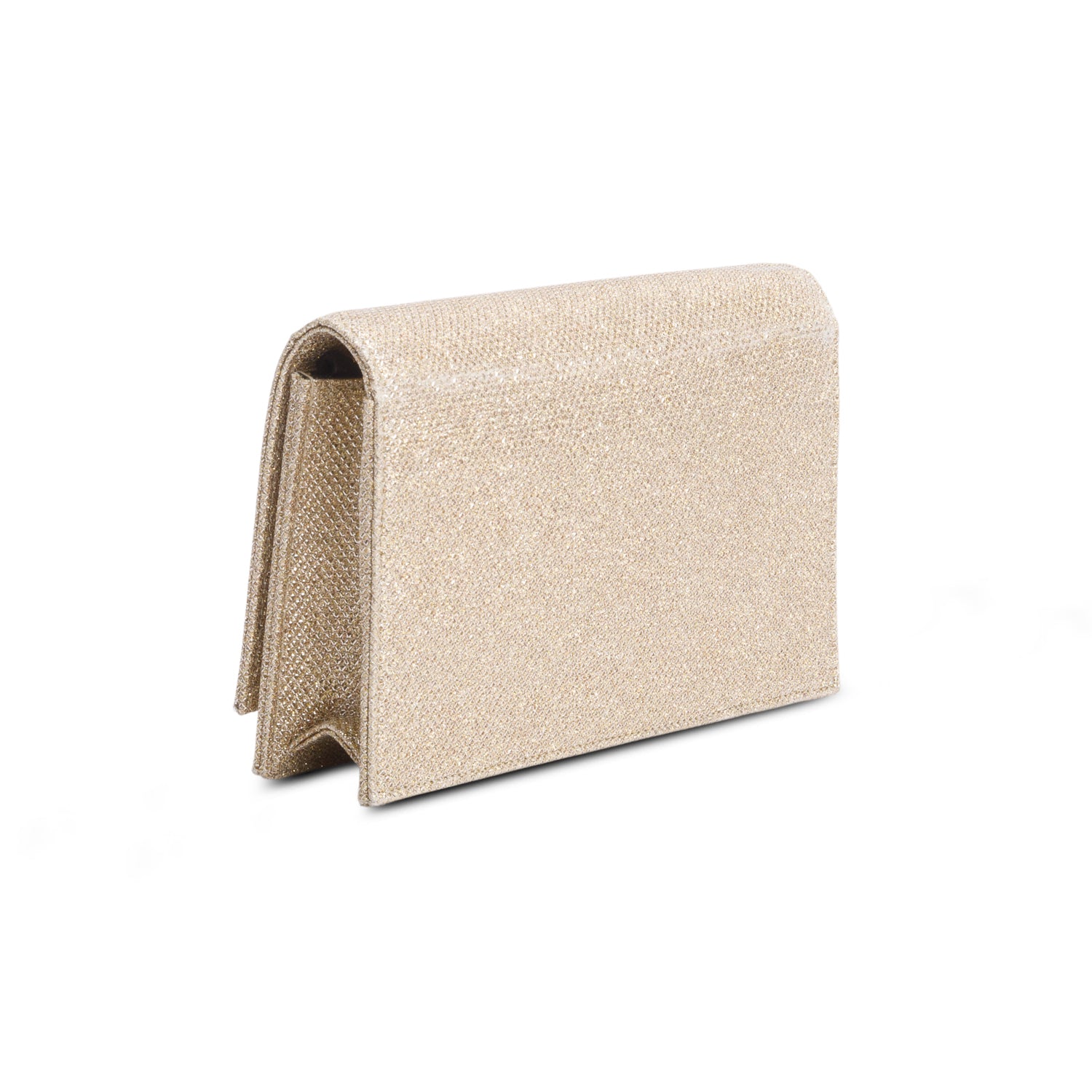 Saint Laurent Gold Metallic Canvas Woven Classic Monogram Kate Tassel Chain Wallet