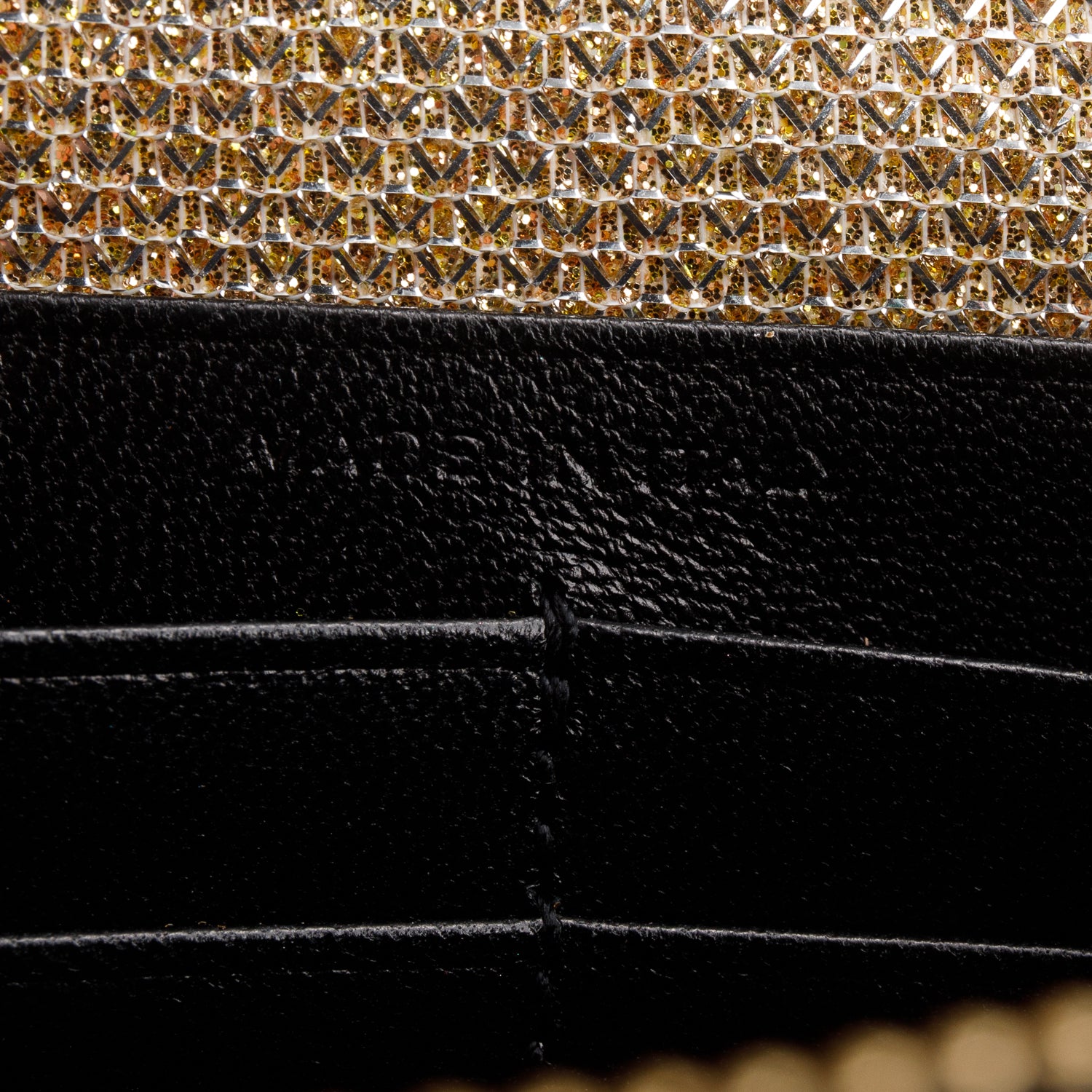 Saint Laurent Gold Metallic Canvas Woven Classic Monogram Kate Tassel Chain Wallet