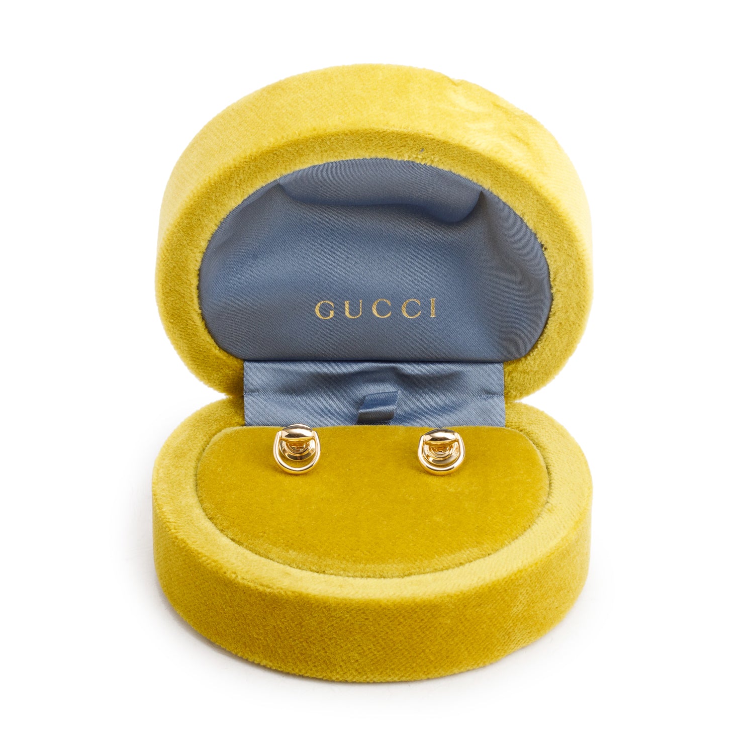 Gucci 18k Yellow Gold Horsebit Stud Earrings w/ Box