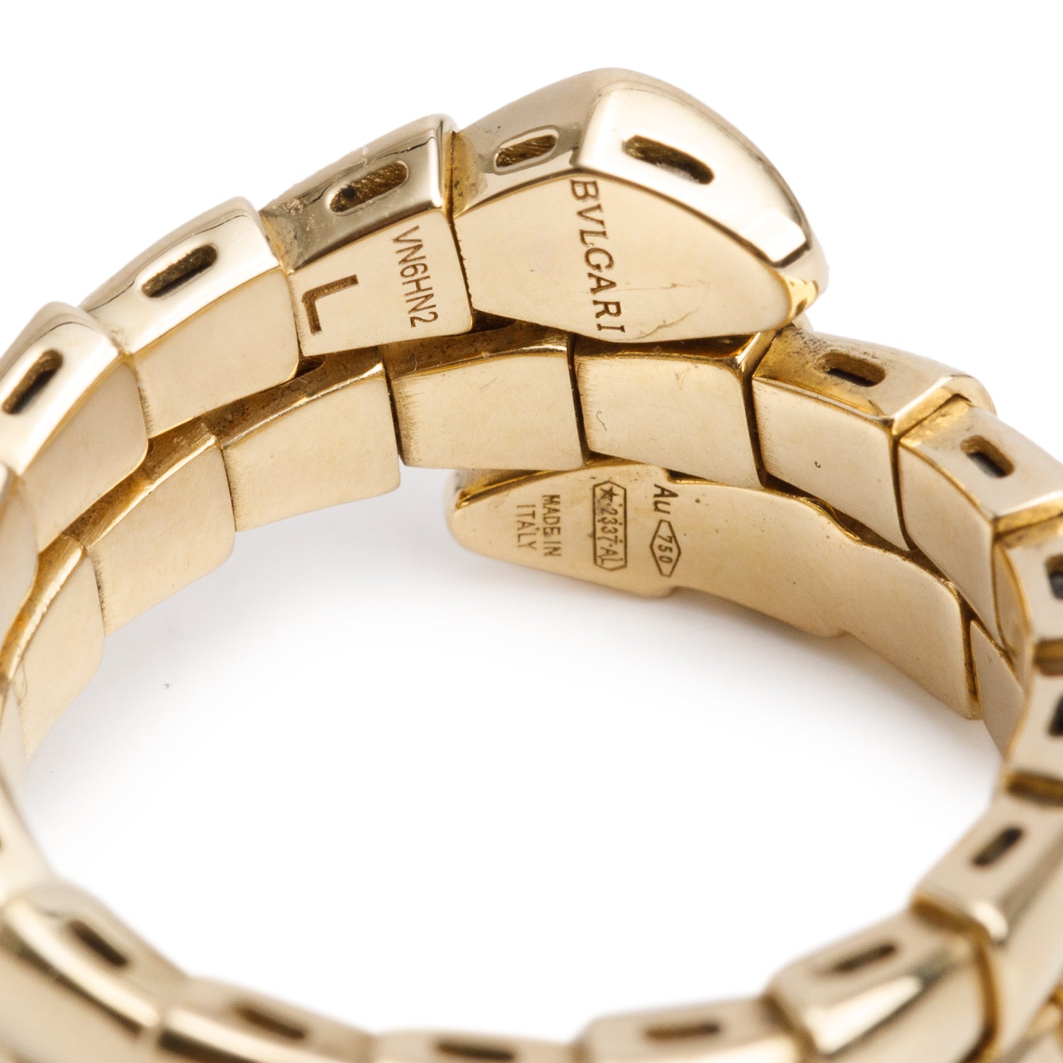 BVLGARI 18k Yellow Gold Diamond Serpenti Viper Ring, Size L w/ Box