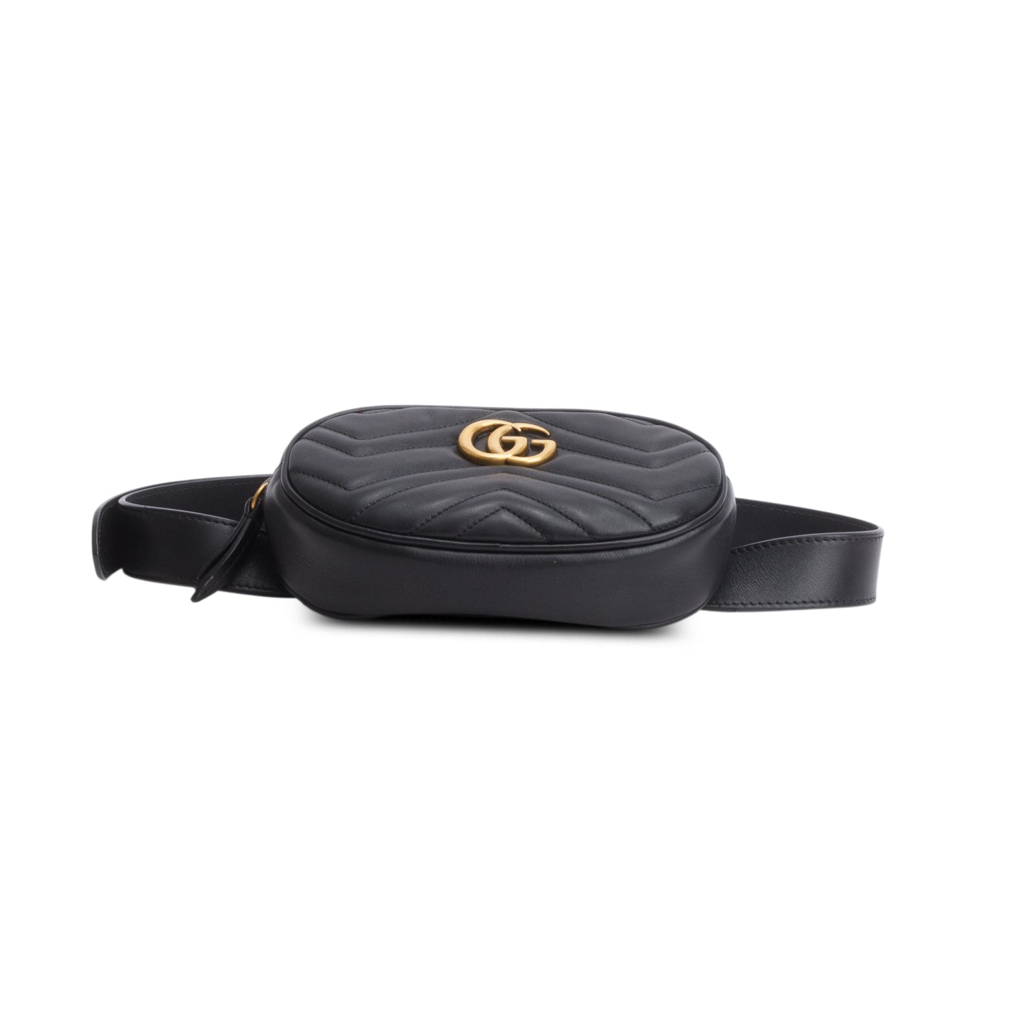 Gucci Black GG Marmont Matelasse Leather Belt Bag, Size 85 w/ Box