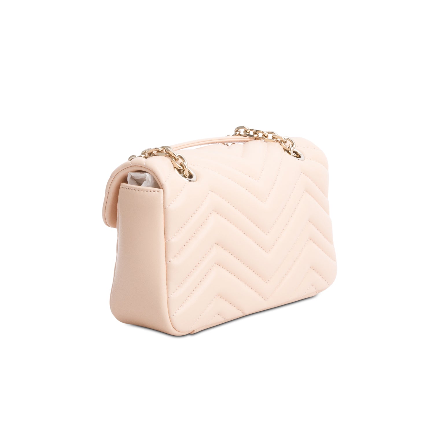 Gucci Pink Leather GG Marmont Small Shoulder Bag