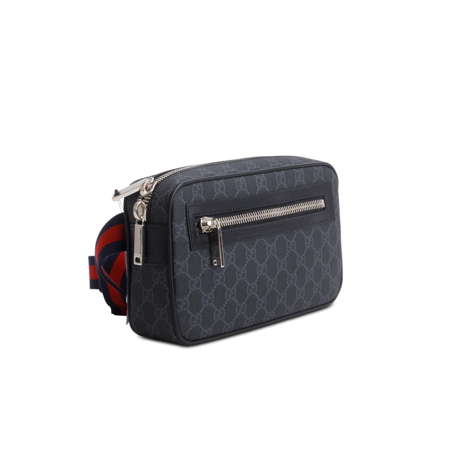 Gucci Black Soft GG Supreme Monogram Web Belt Bag