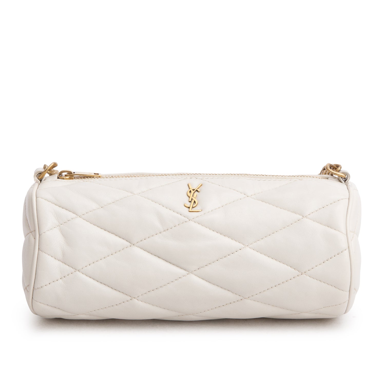 Saint Laurent 2022 Ivory Quilted Lambskin Leather Mini Sade Tube Bag