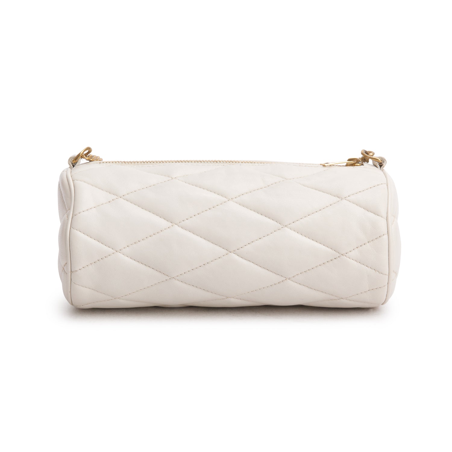 Saint Laurent 2022 Ivory Quilted Lambskin Leather Mini Sade Tube Bag