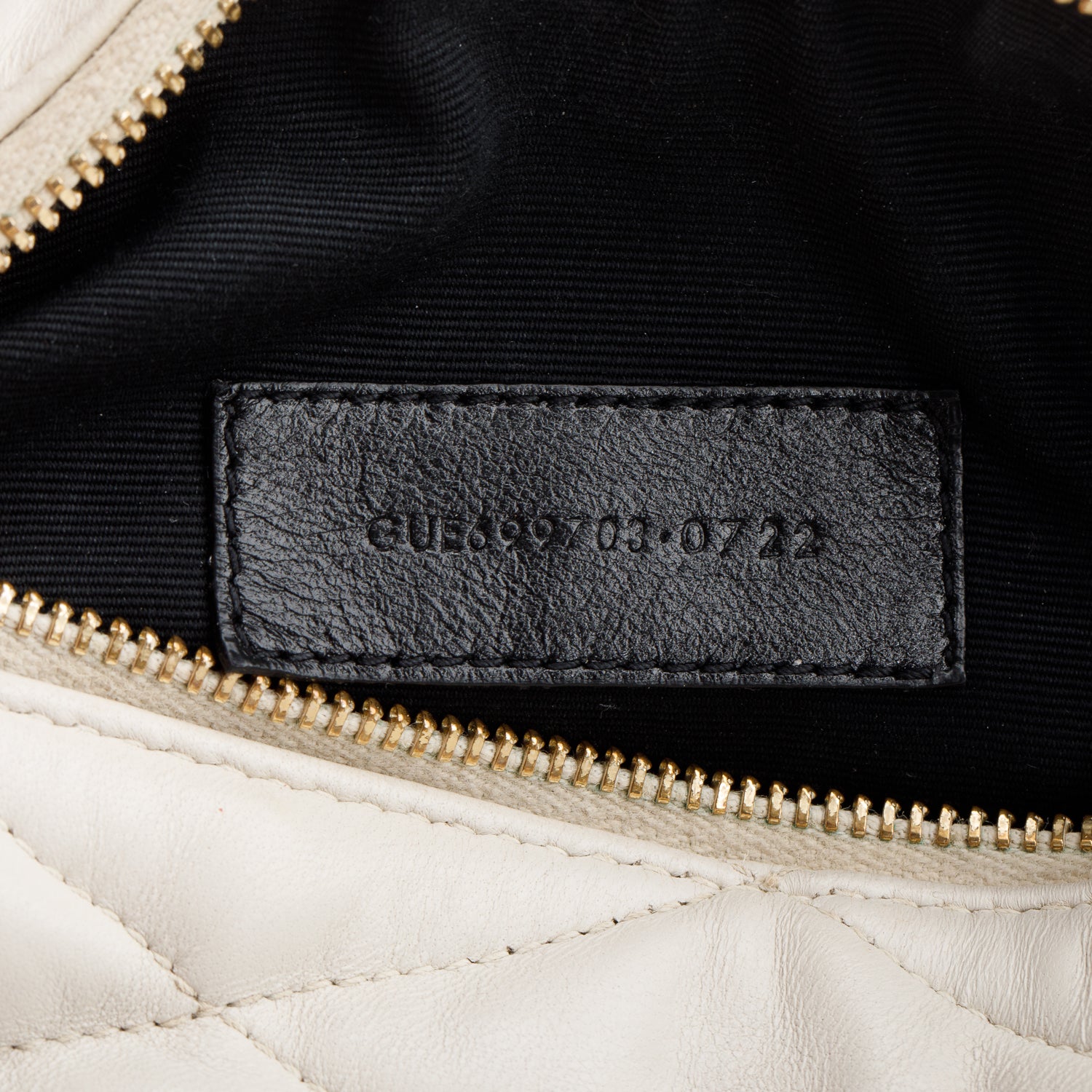 Saint Laurent 2022 Ivory Quilted Lambskin Leather Mini Sade Tube Bag