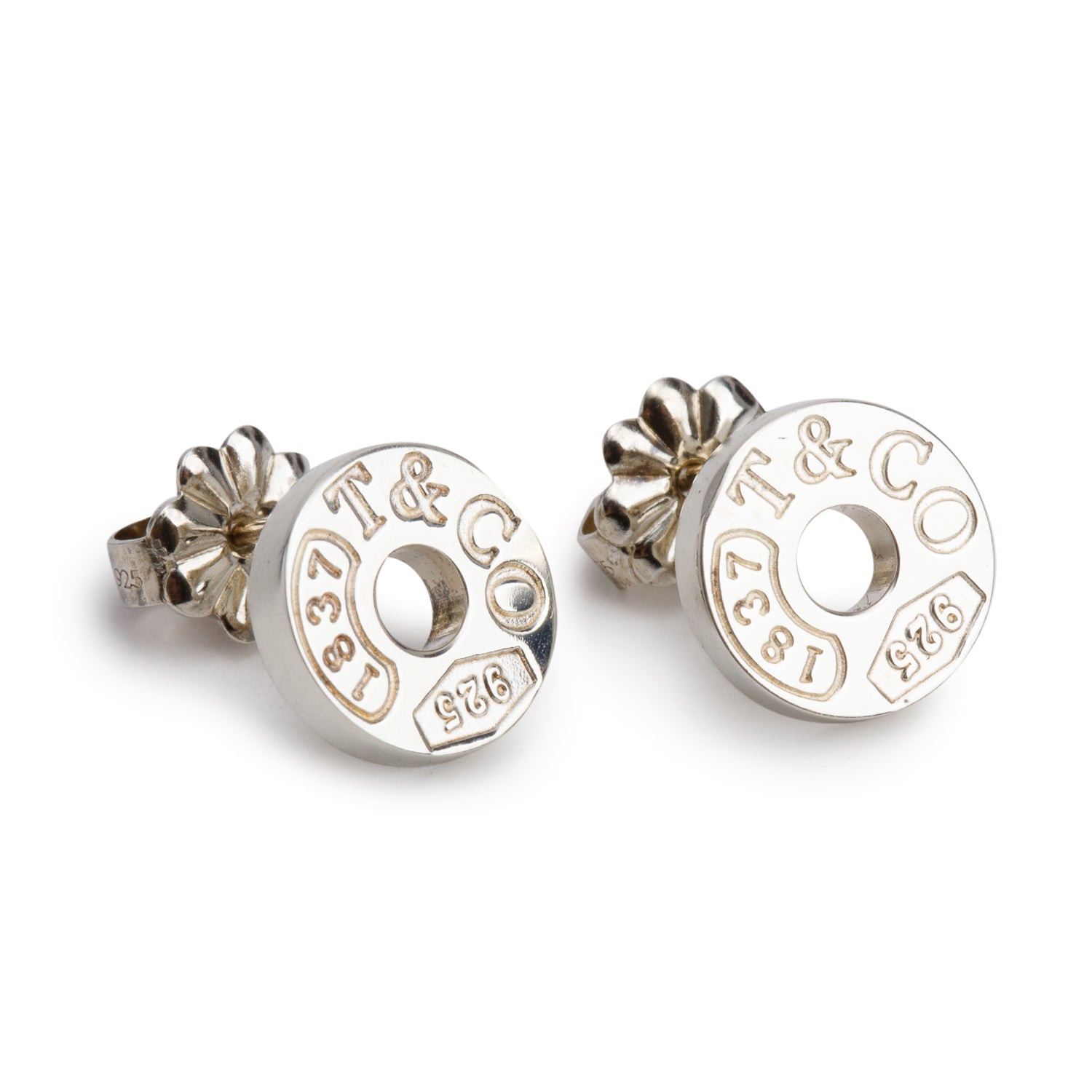 Tiffany & Co. Sterling Silver 1837 Circle Stud Earrings