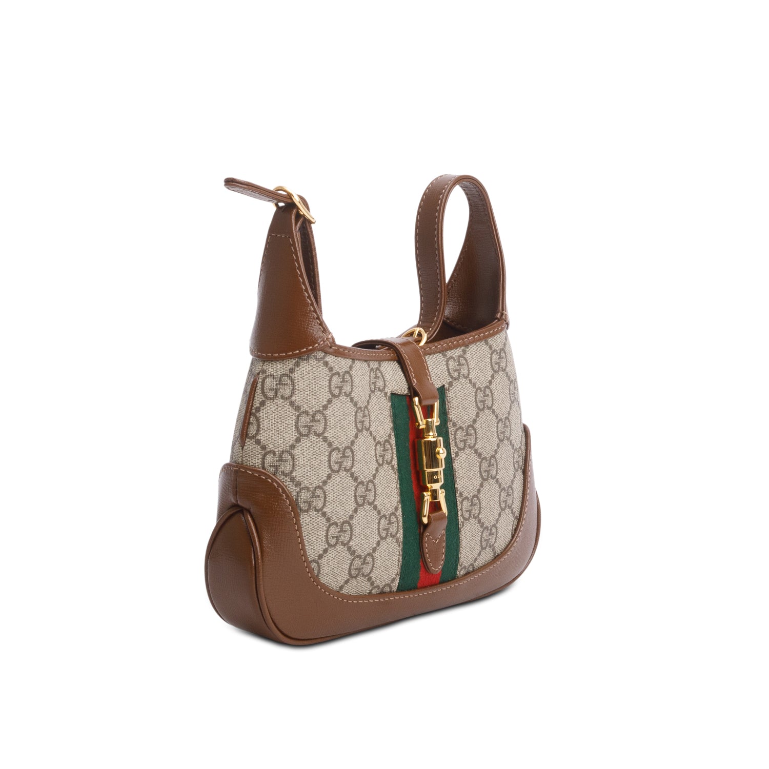 Gucci GG Supreme Monogram Azalea Calfskin Web Mini Jackie 1961 w/ Strap