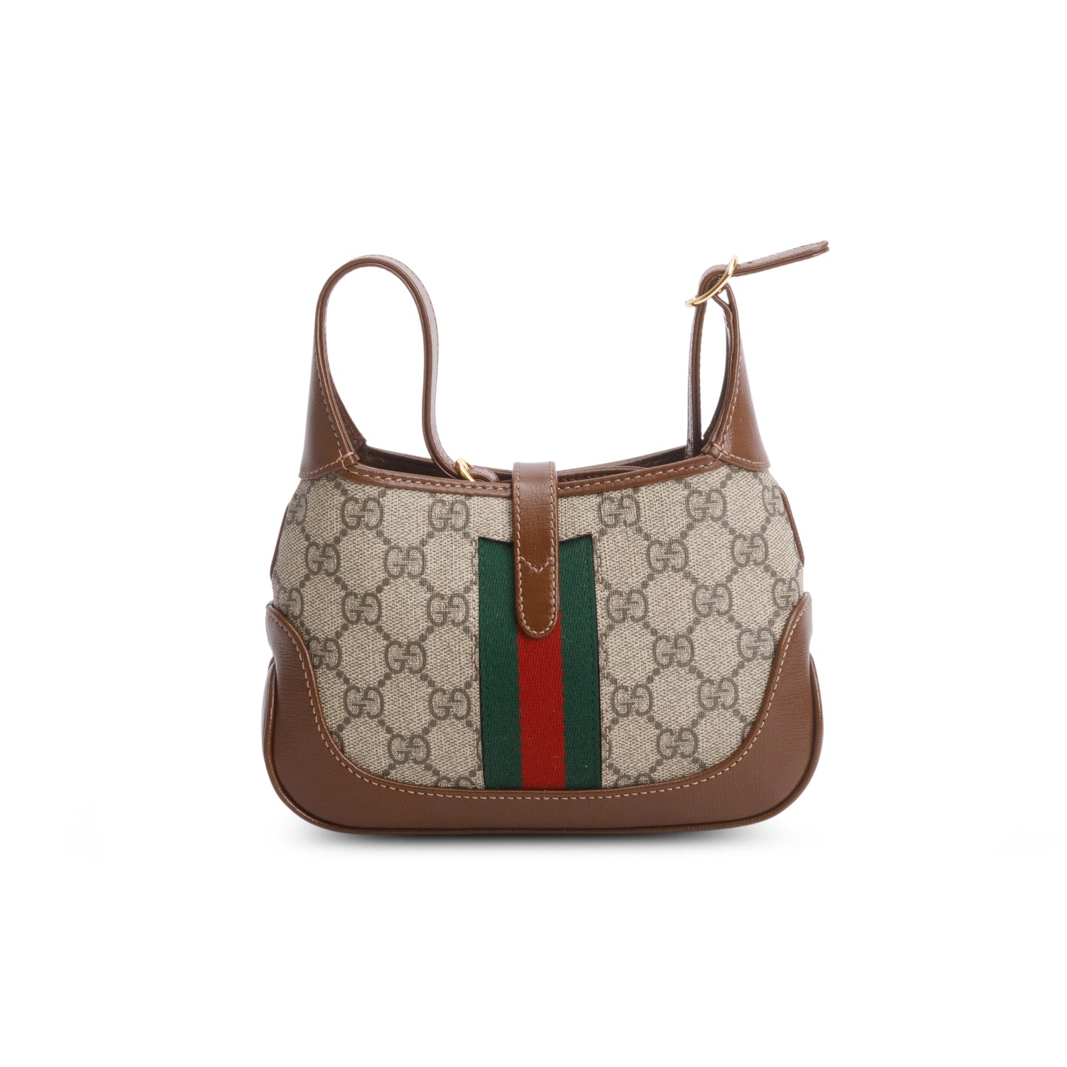 Gucci GG Supreme Monogram Azalea Calfskin Web Mini Jackie 1961 w/ Strap