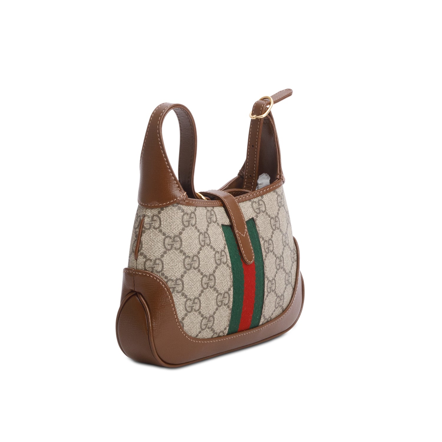Gucci GG Supreme Monogram Azalea Calfskin Web Mini Jackie 1961 w/ Strap