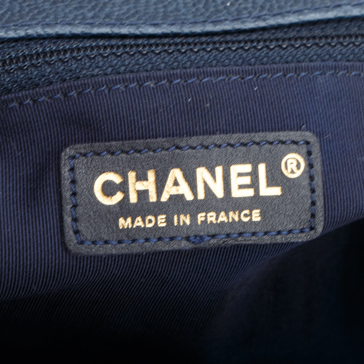 Chanel Navy Caviar Quilted Large Boy Bag w/ Box