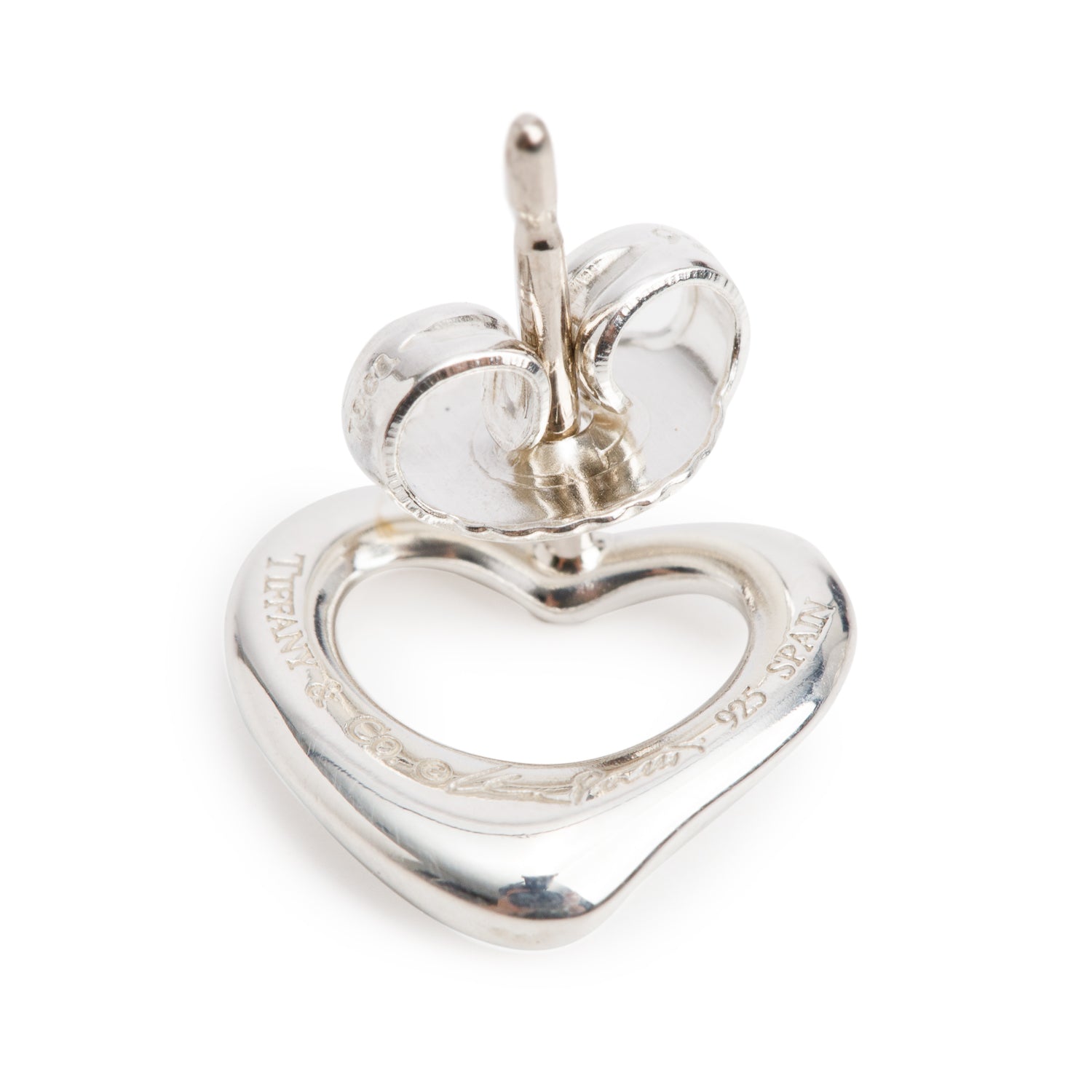 Tiffany & Co. Elsa Peretti Sterling Silver Open Heart Earrings, 11 MM