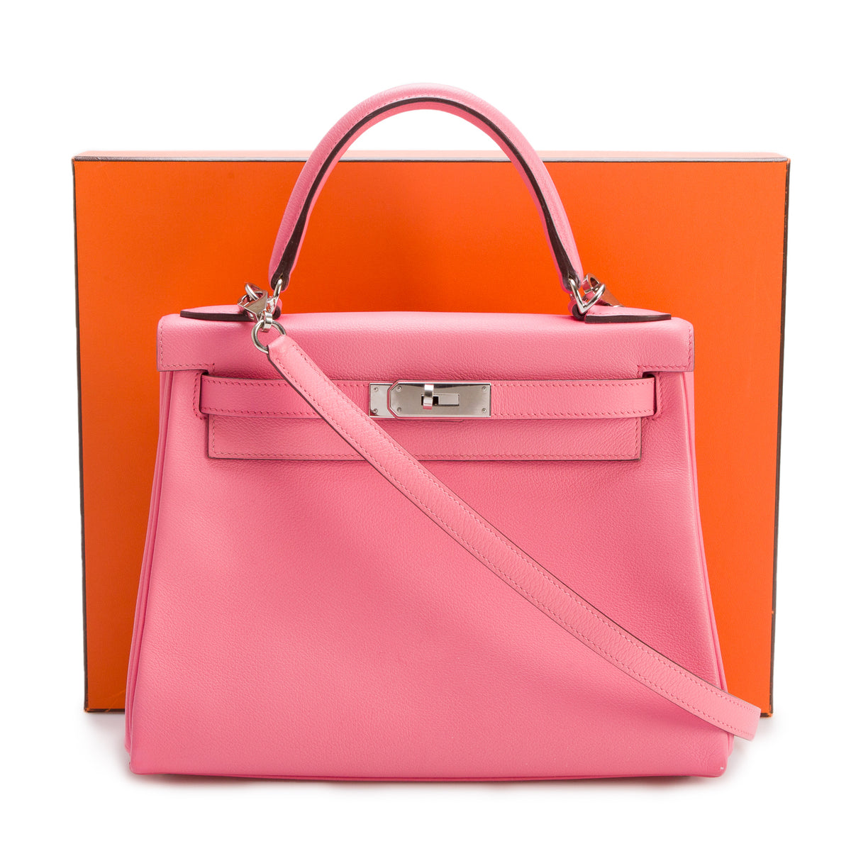 Hermes 2020 Rose D'ete Togo Kelly II Retourne 28 w/ Box & Strap