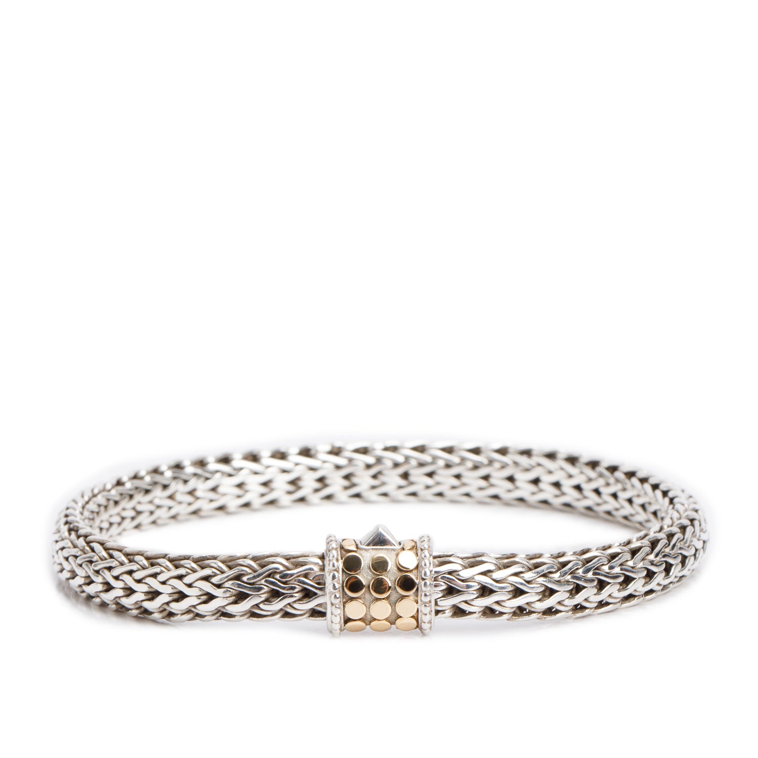 John Hardy Sterling Silver & 18k Yellow Gold 6.5 MM Dot Classic Chain Bracelet