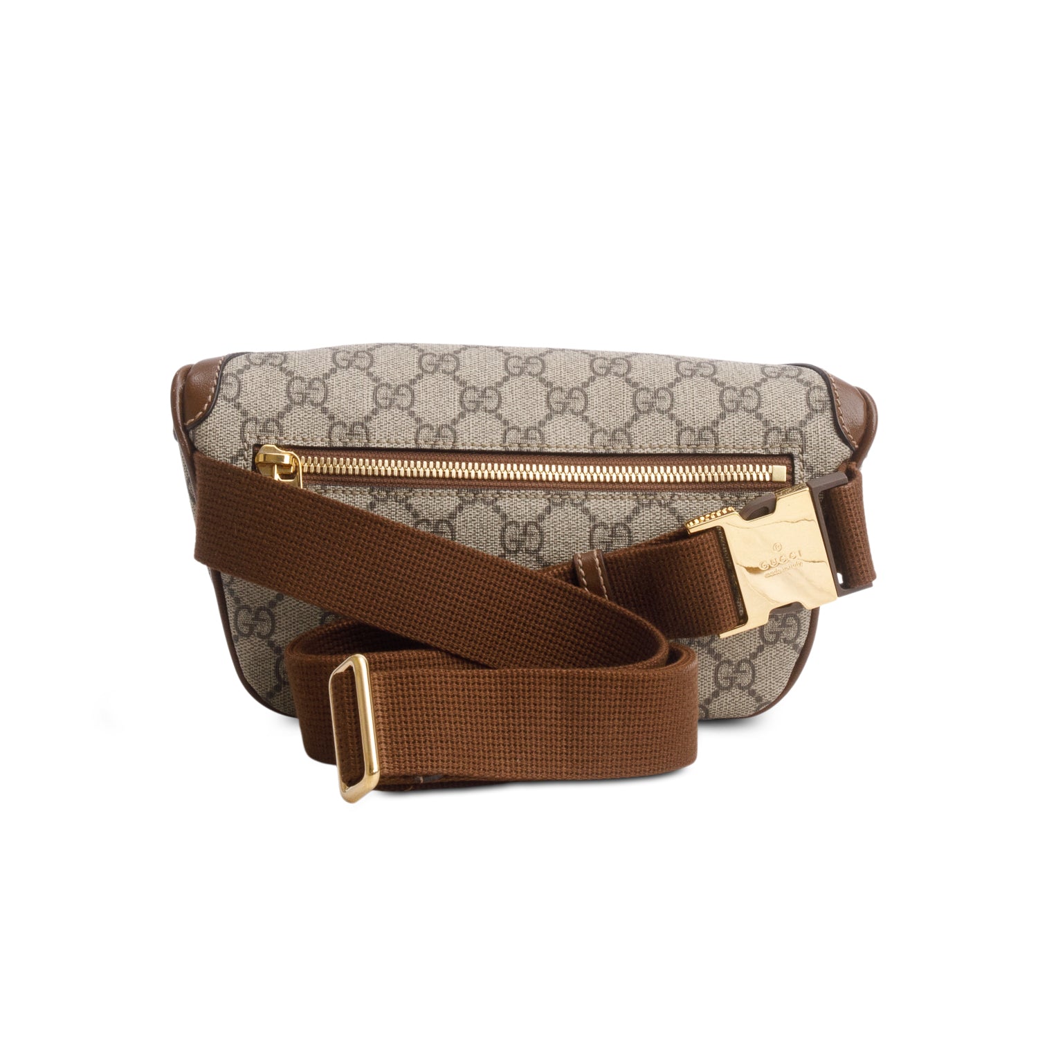 Gucci Brown GG Supreme Monogram Textured Calfskin Retro Interlocking G Belt Bag