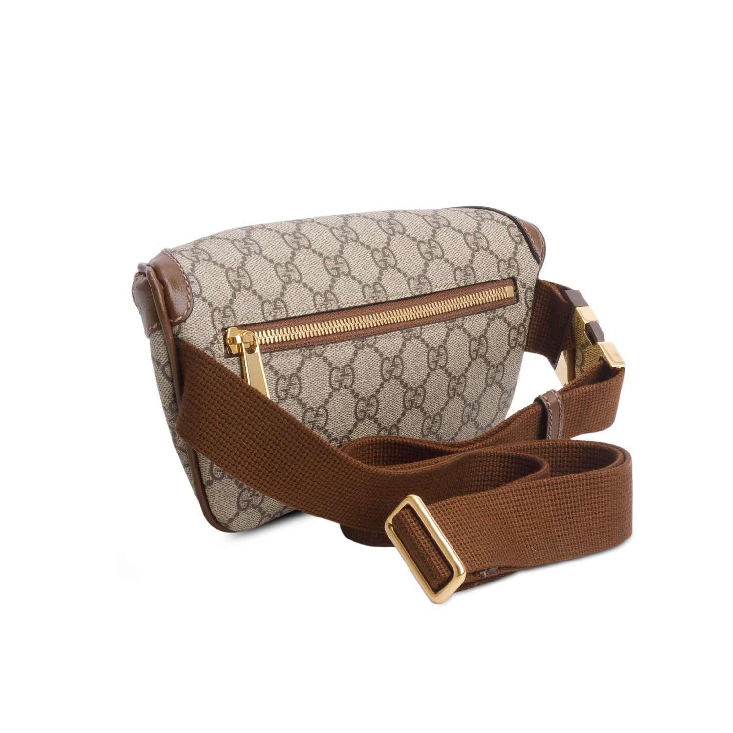 Gucci Brown GG Supreme Monogram Textured Calfskin Retro Interlocking G Belt Bag