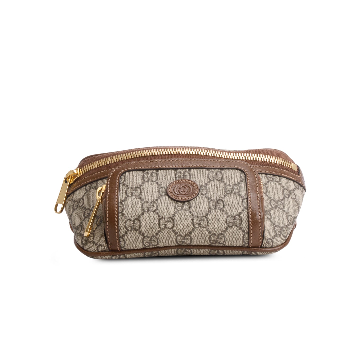 Gucci Brown GG Supreme Monogram Textured Calfskin Retro Interlocking G Belt Bag