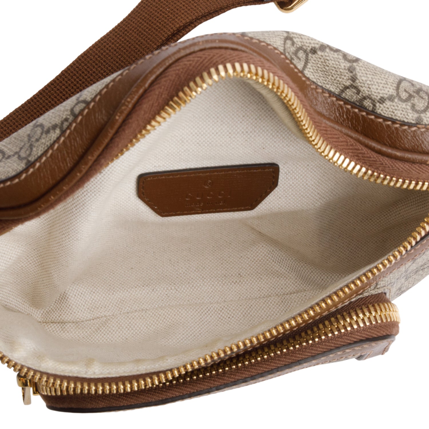 Gucci Brown GG Supreme Monogram Textured Calfskin Retro Interlocking G Belt Bag