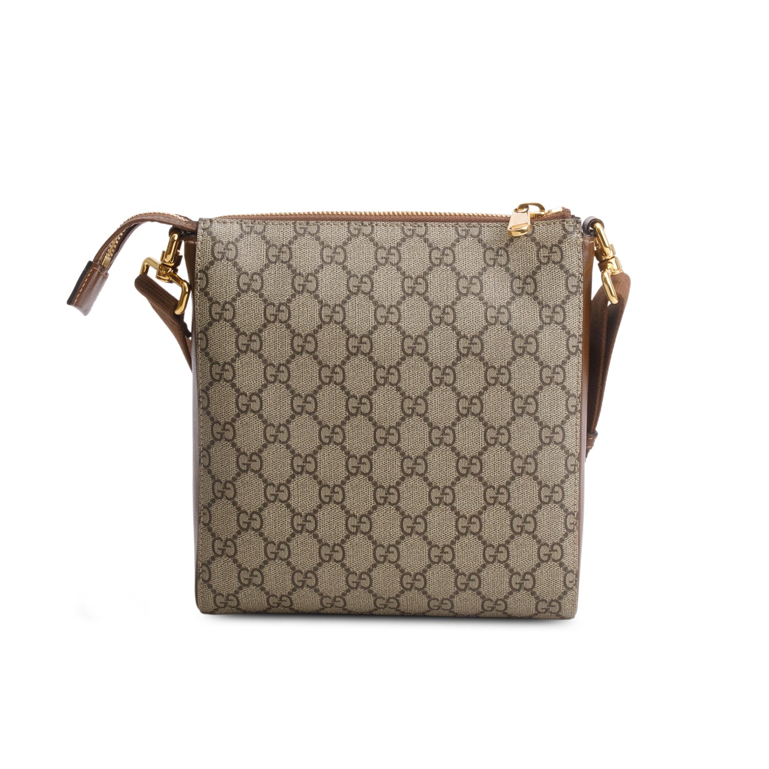 Gucci GG Supreme Monogram Azalea Calfskin Retro Interlocking G Flat Messenger Bag w/ Box