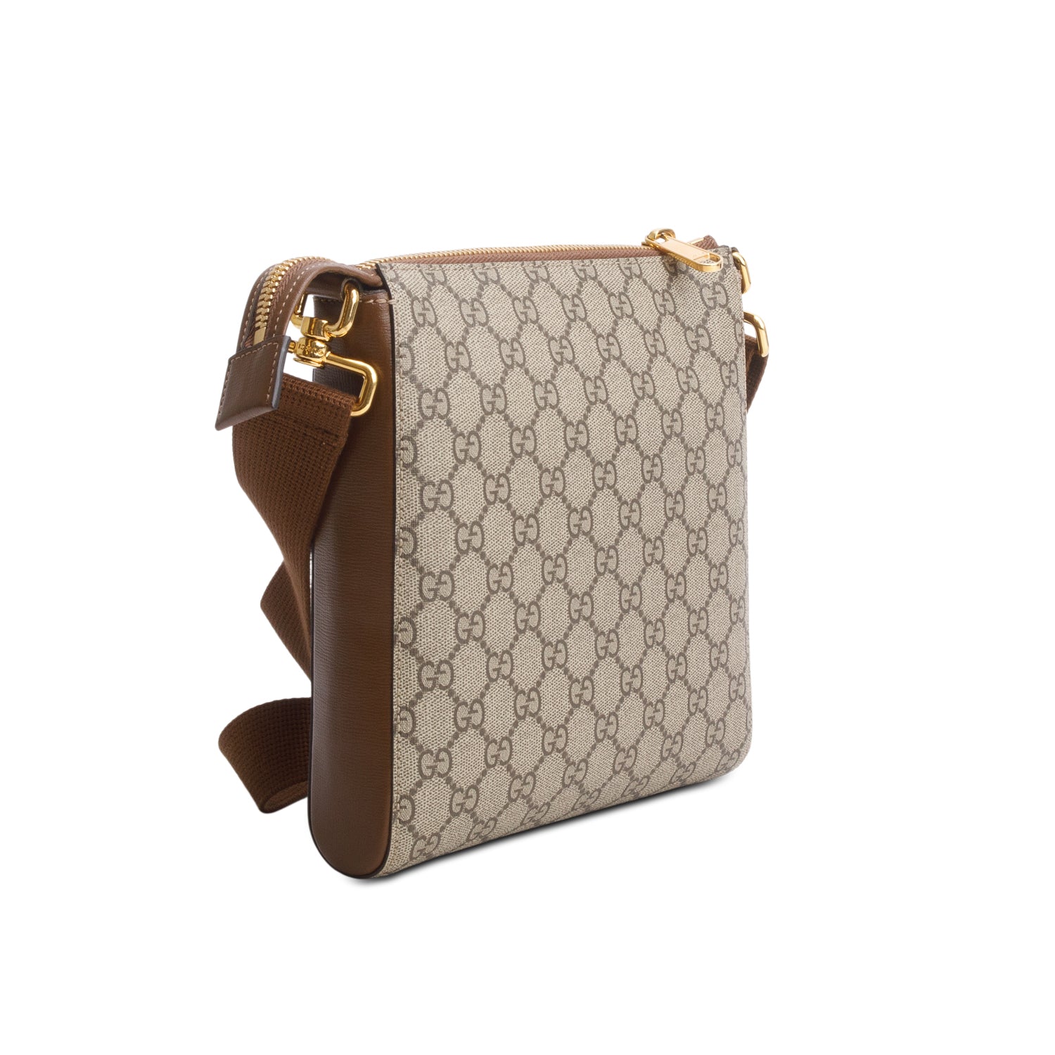 Gucci GG Supreme Monogram Azalea Calfskin Retro Interlocking G Flat Messenger Bag w/ Box