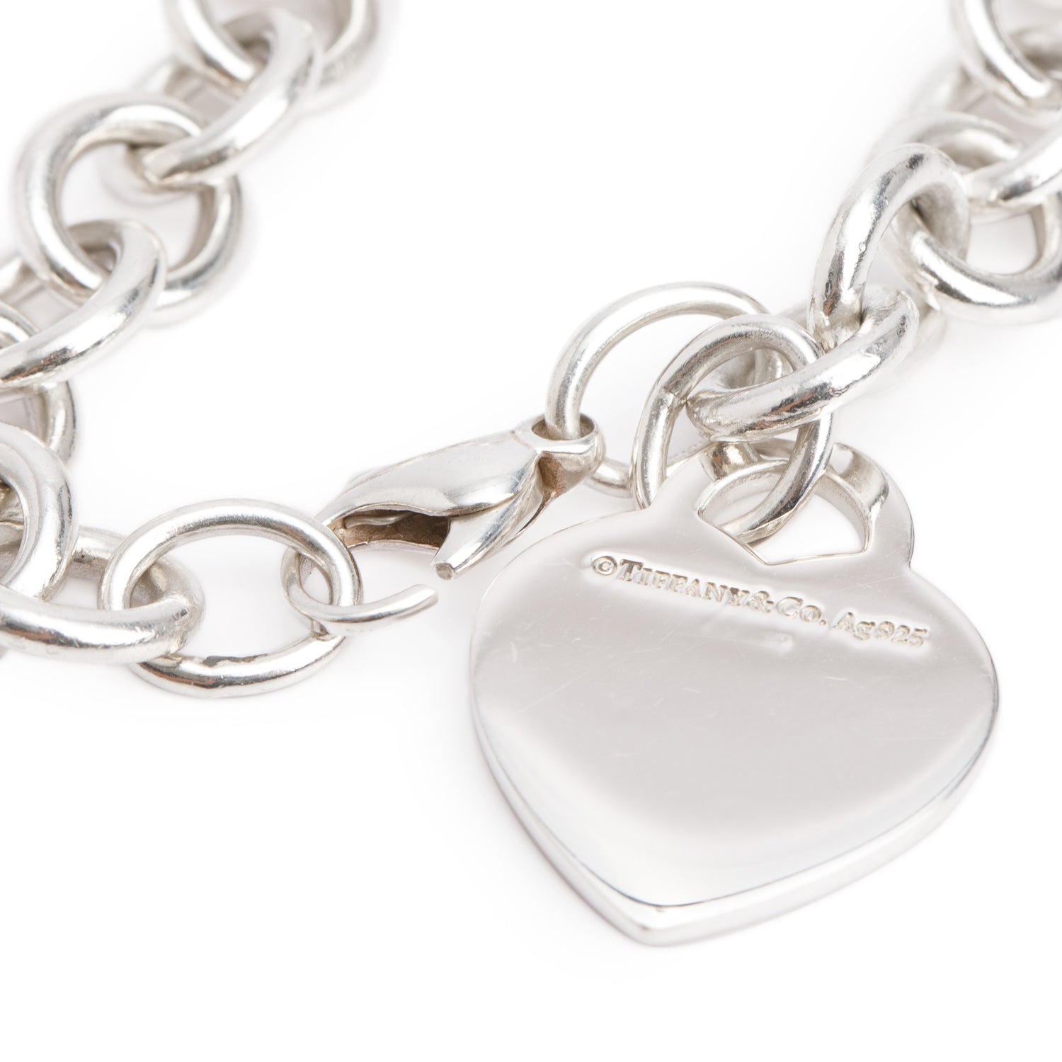 Tiffany & Co. Sterling Silver Diamond Return to Tiffany Heart Tag Charm Bracelet