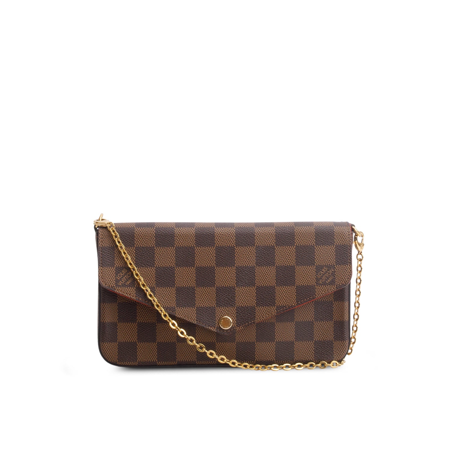 Louis Vuitton Damier Ebene Felicie Pochette Chain Wallet w/ Box & Insert