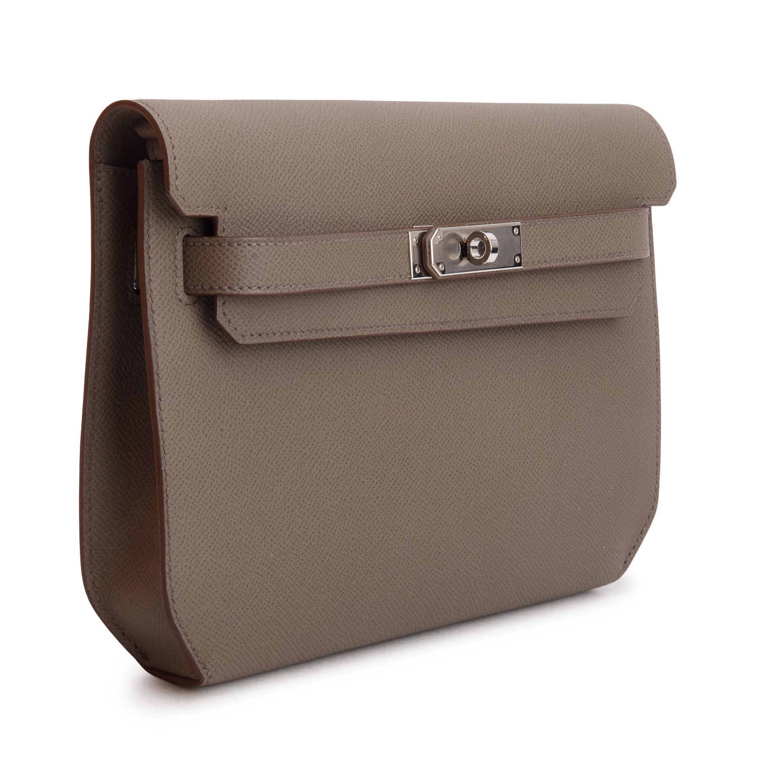 Hermes Etain Epsom Calfskin Kelly Depeches 25 Pouch w/ Box