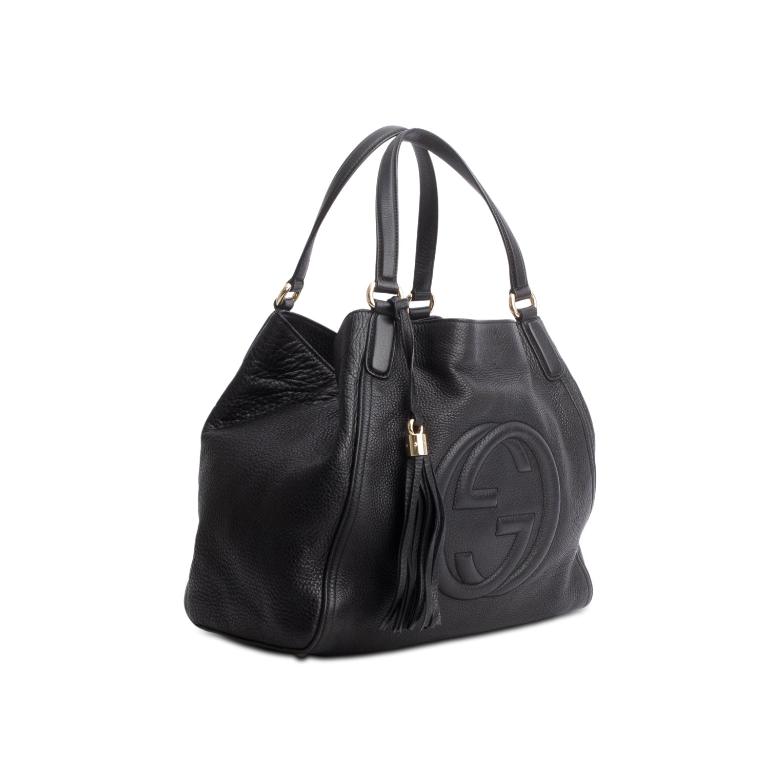 Gucci Black Pebbled Calfskin Medium Soho Shoulder Bag