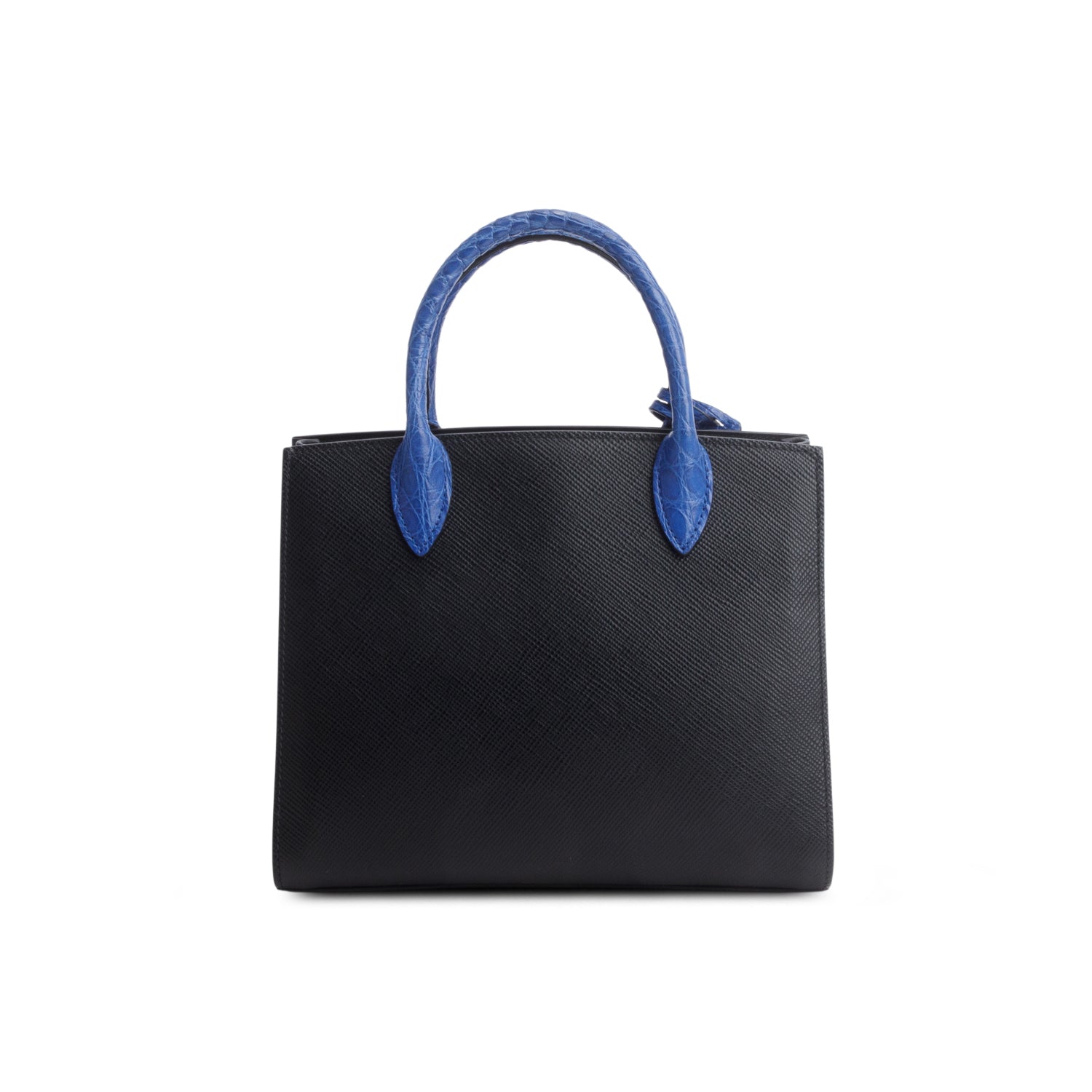 Prada Black Saffiano Cuir Croc Mini Double Bag w/ Authenticity Card & Strap