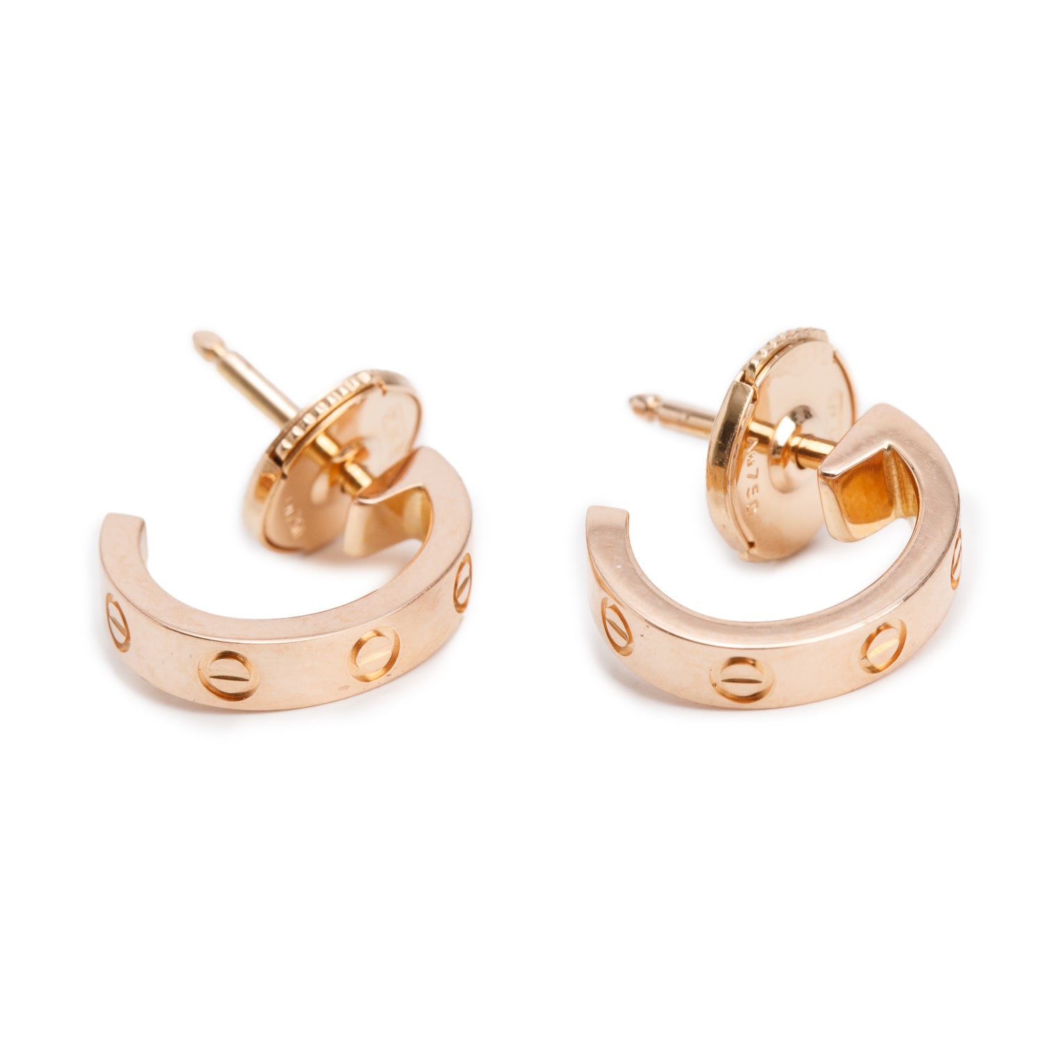 Cartier 18k Rose Gold Love Hoop Earrings, Small Model w/ Box & Receipt