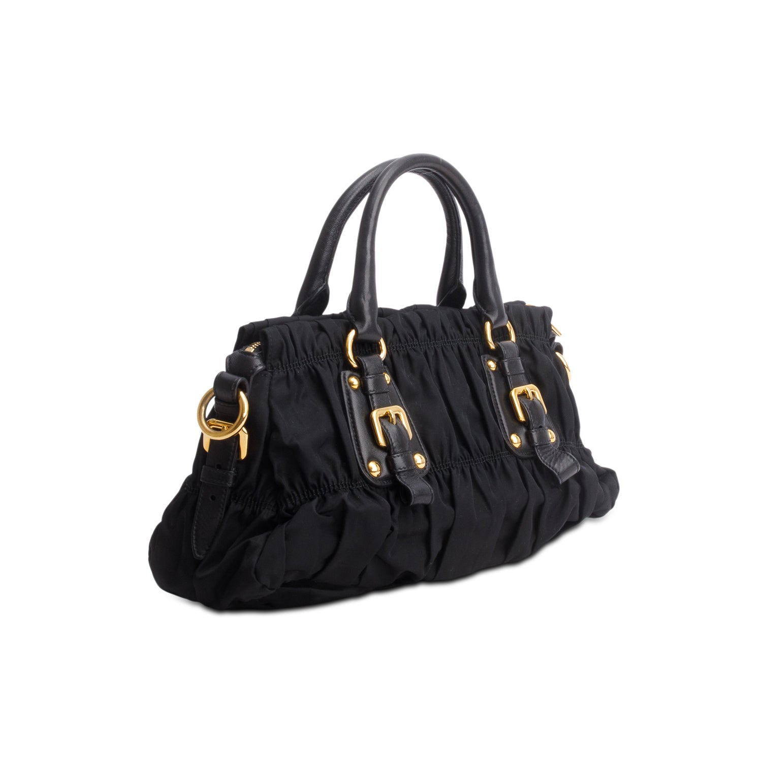 Prada Black Tessuto Nylon Gaufre Tote w/ Strap