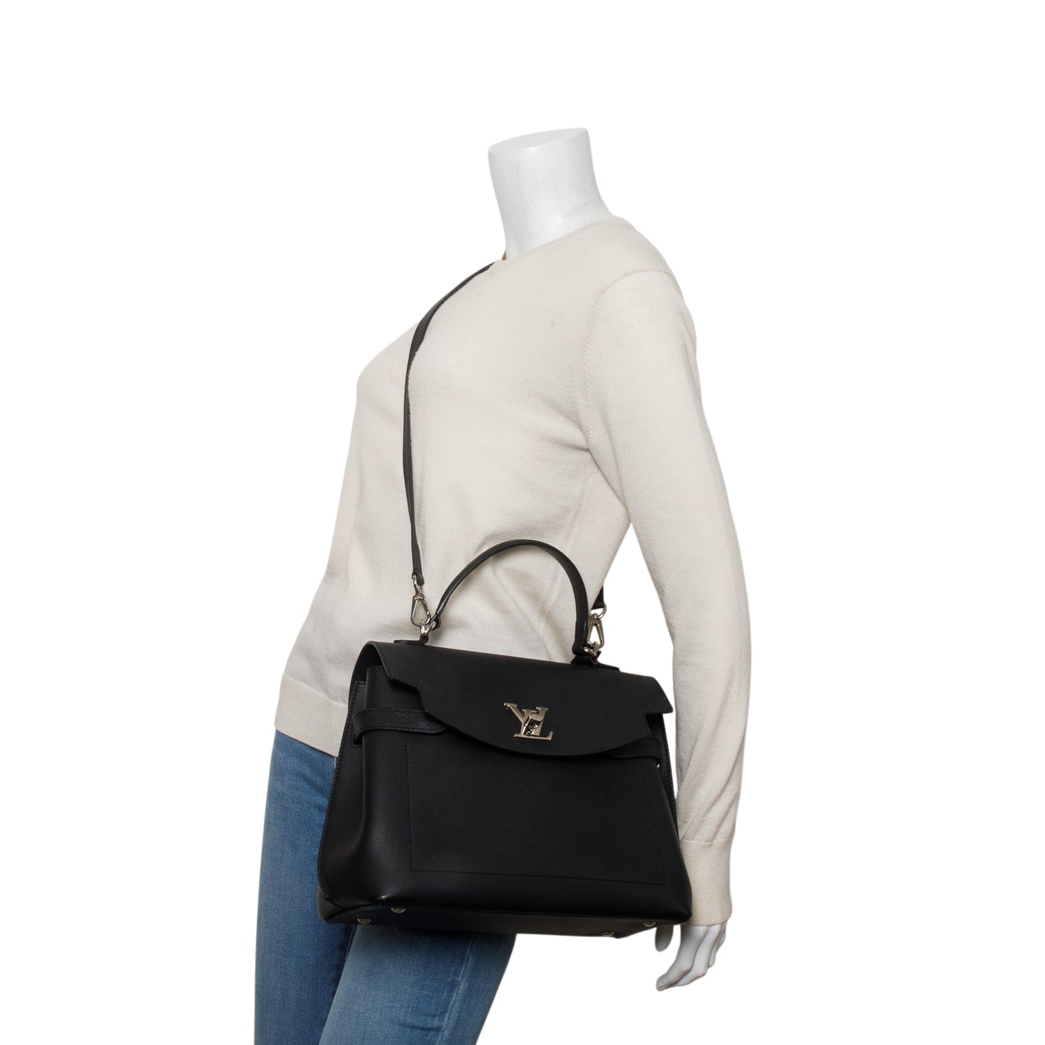 Louis Vuitton Black Soft Calfskin Lockme Ever MM w/ Strap