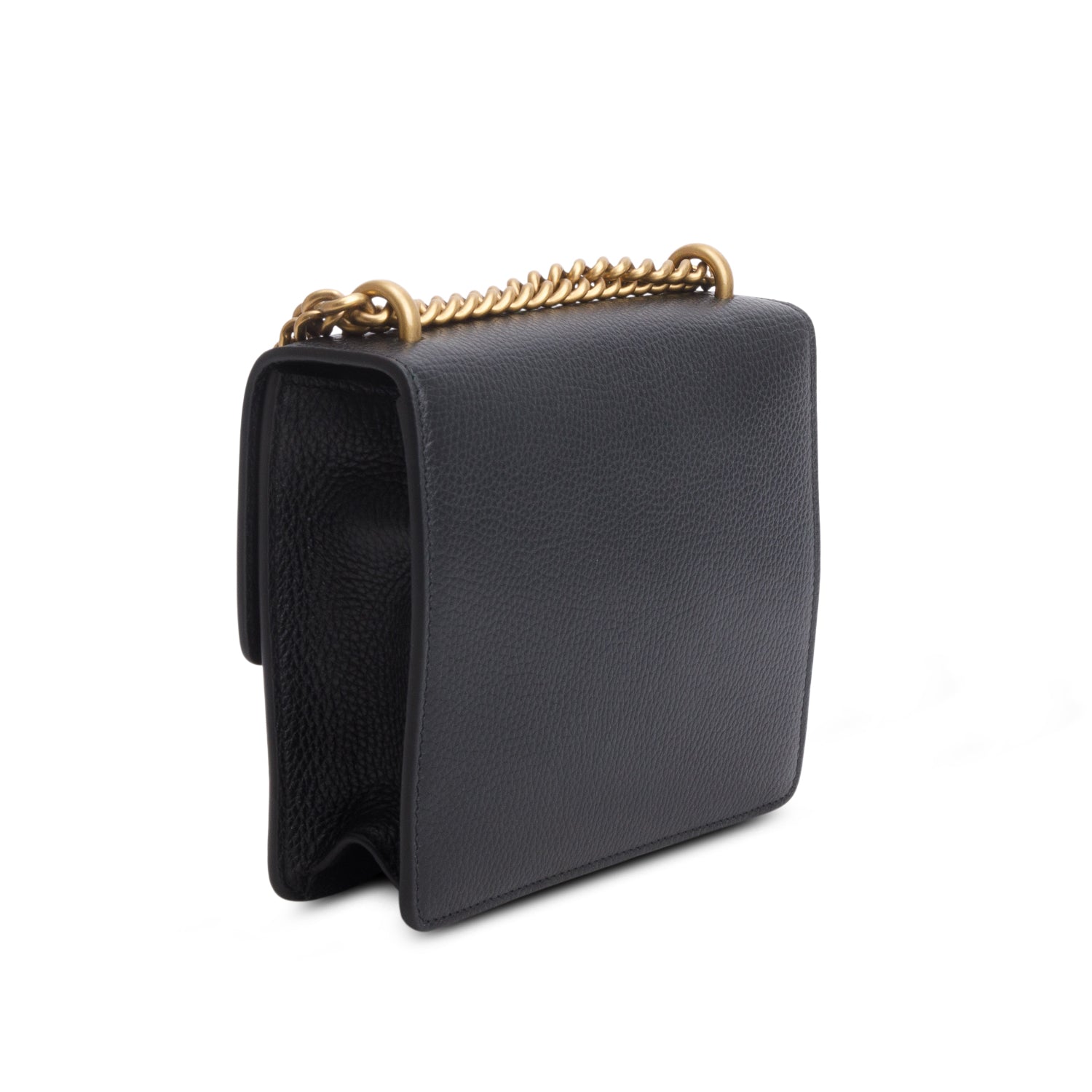 Gucci Black Calfskin Small GG Marmont Chain Handle Bag