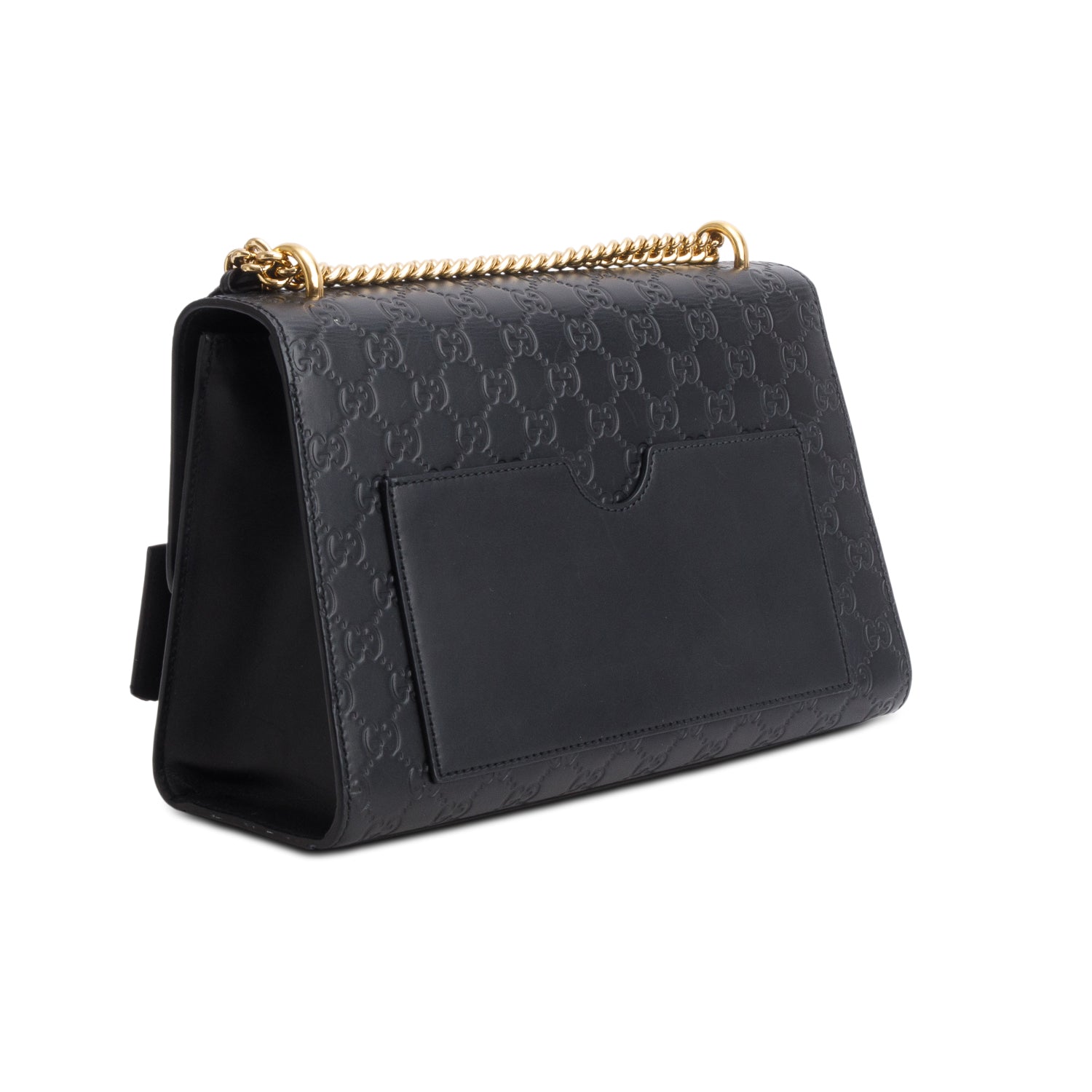 Gucci Black GG Signature Leather Medium Padlock Shoulder Bag w/ Box