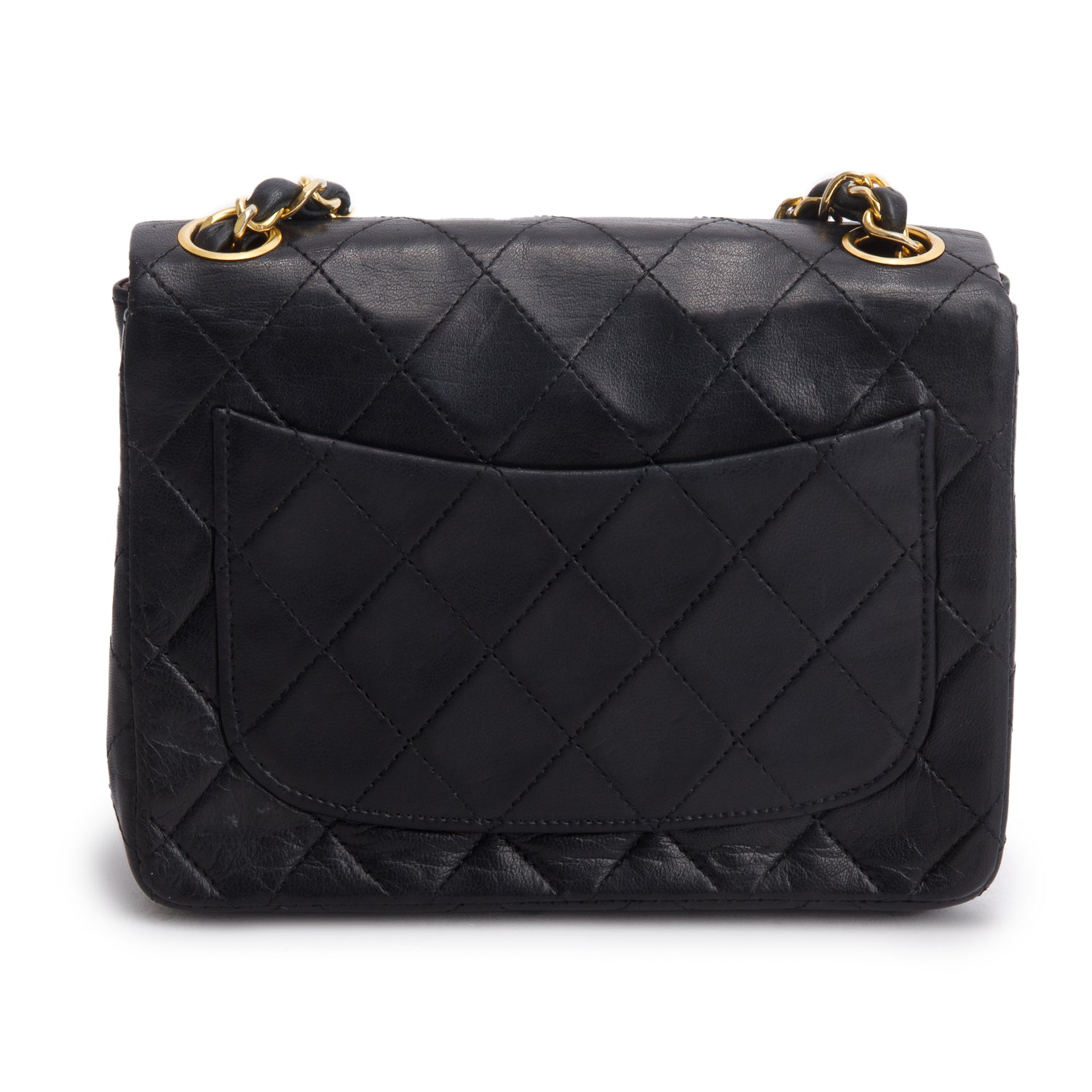 Chanel Vintage Black Lambskin Classic Mini Square Flap w/ Box