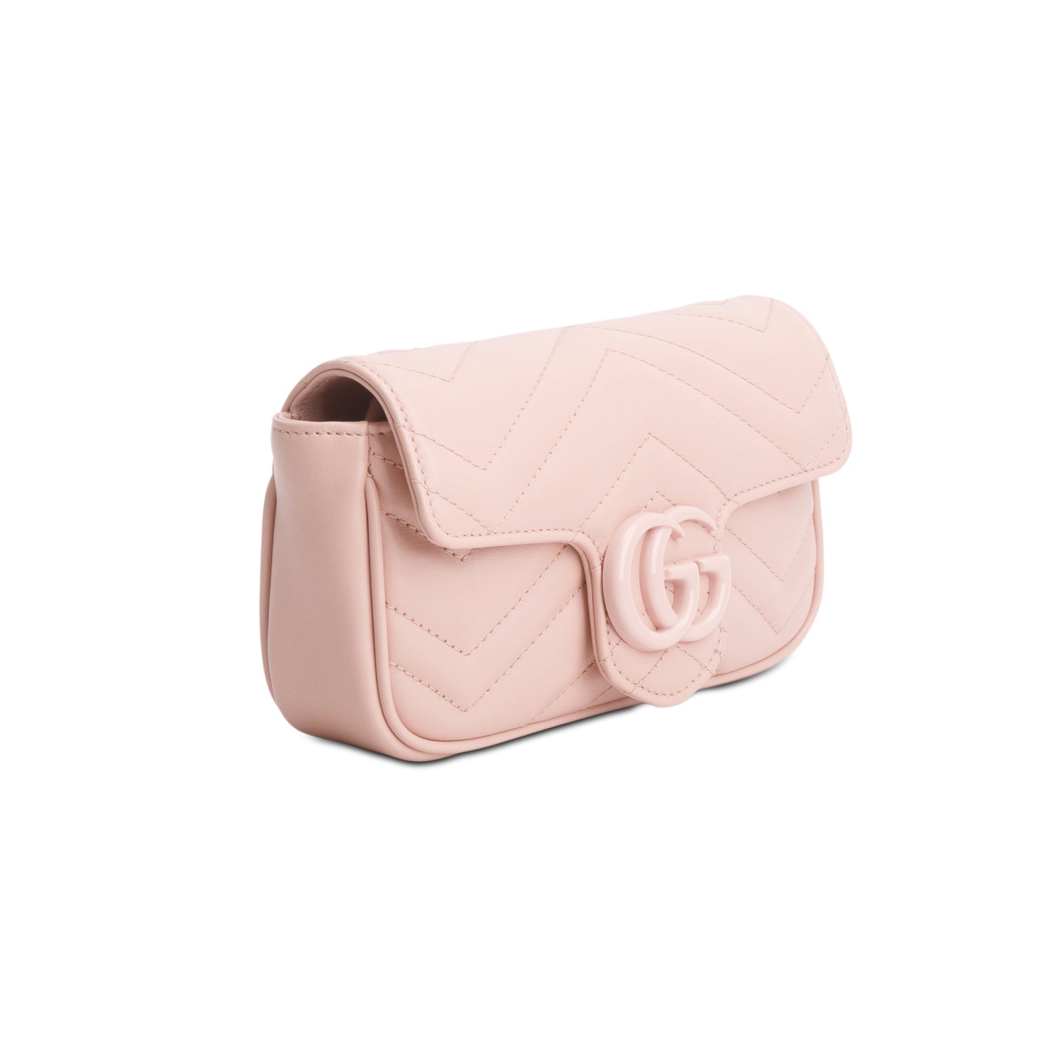 Gucci Pink Calfskin Matelasse Monochrome GG Marmont Chain Belt Bag w/ Box