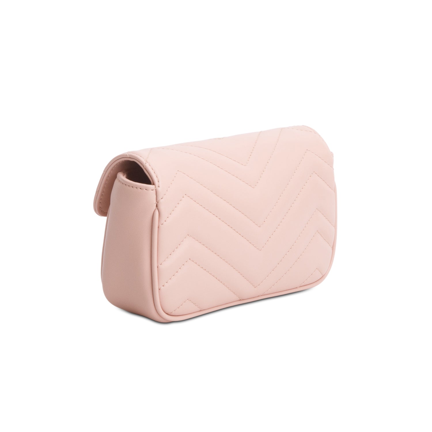 Gucci Pink Calfskin Matelasse Monochrome GG Marmont Chain Belt Bag w/ Box
