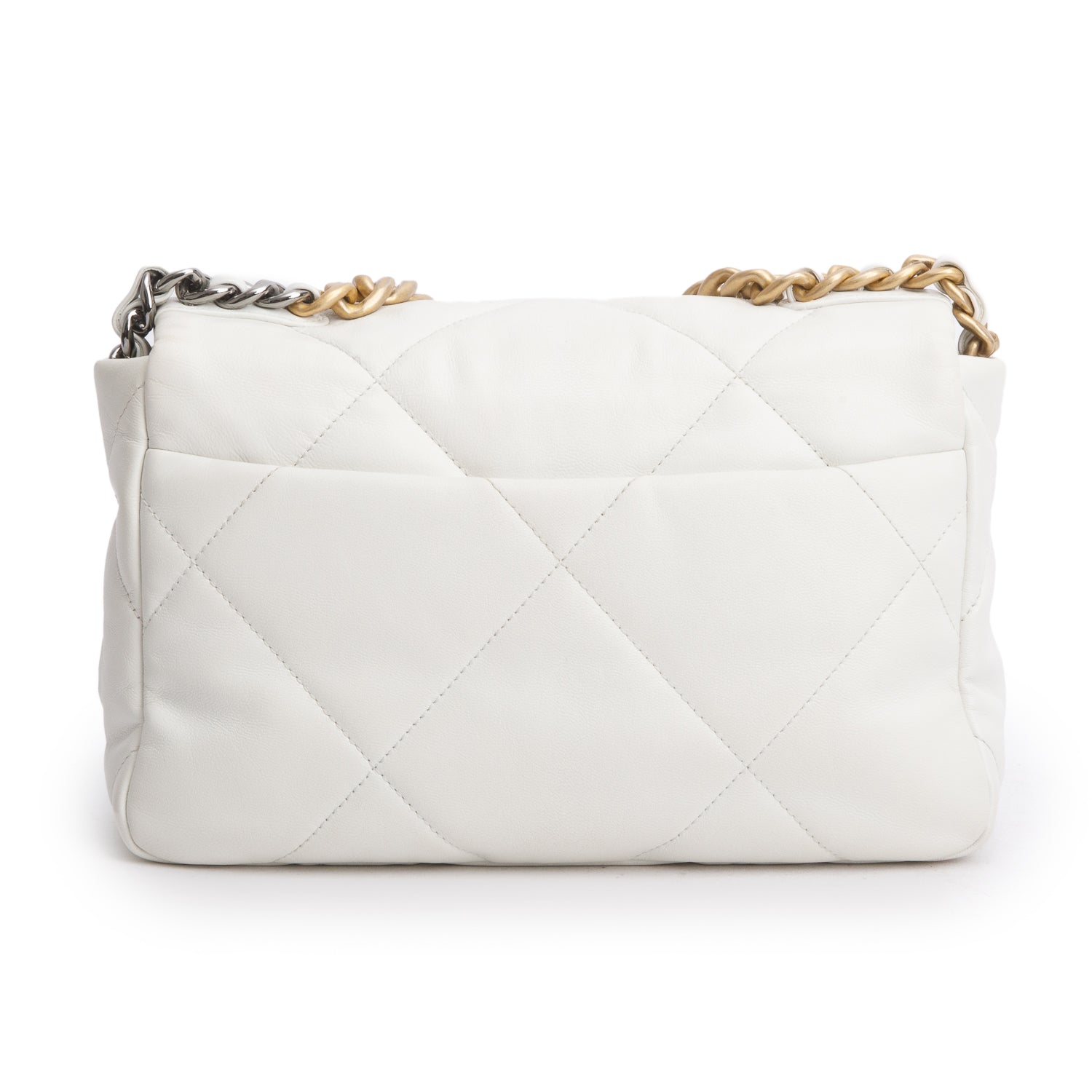 Chanel 2020 White Lambskin Leather Medium 19 Flap Bag w/ Box