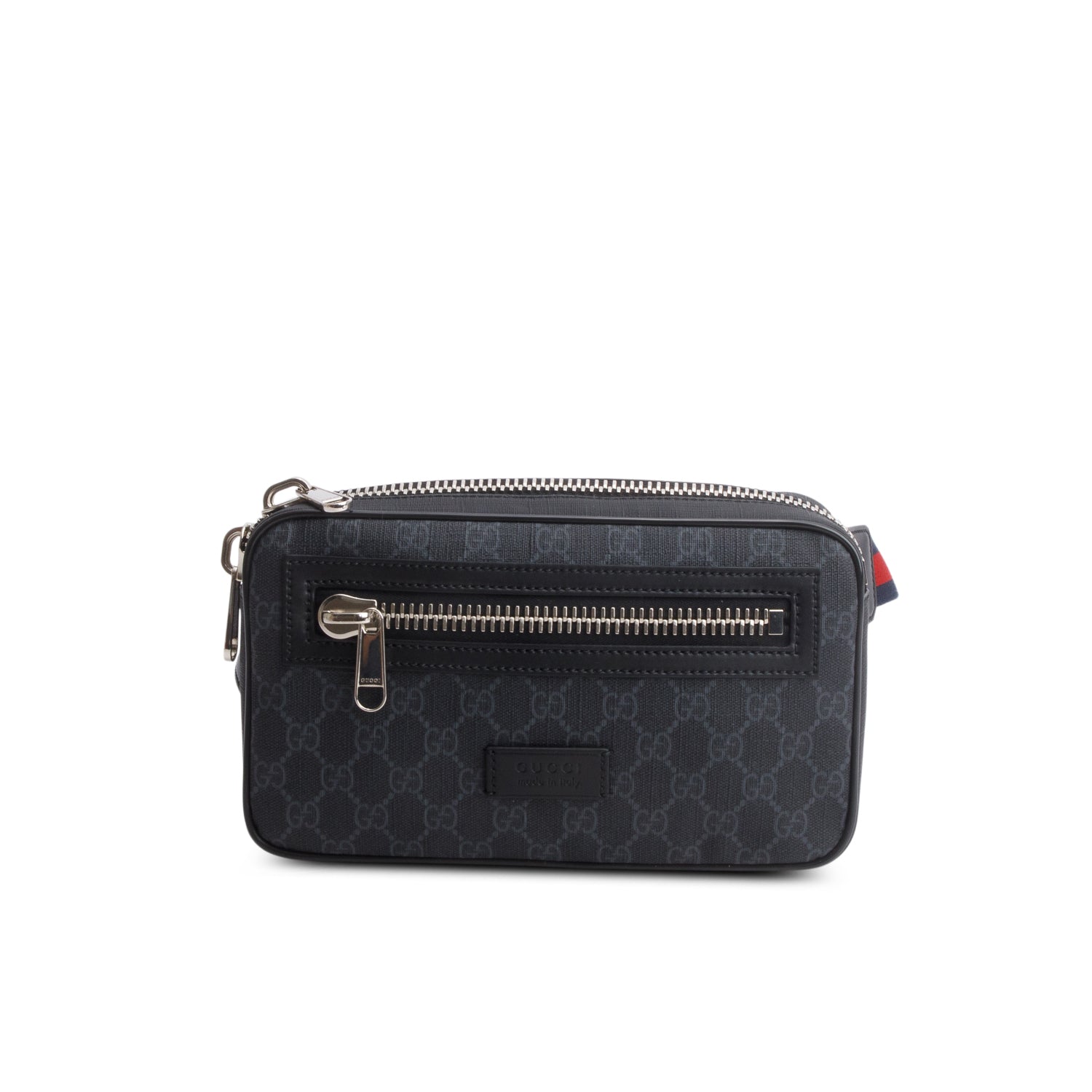 Gucci Black Soft GG Supreme Monogram Web Belt Bag