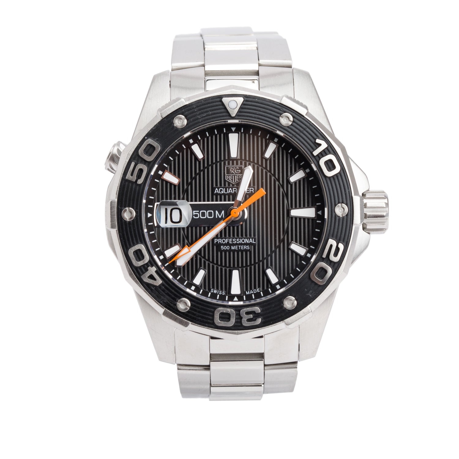 Tag Heuer Stainless Steel Aquaracer 43 mm Quartz Watch Black Dial WAJ1110