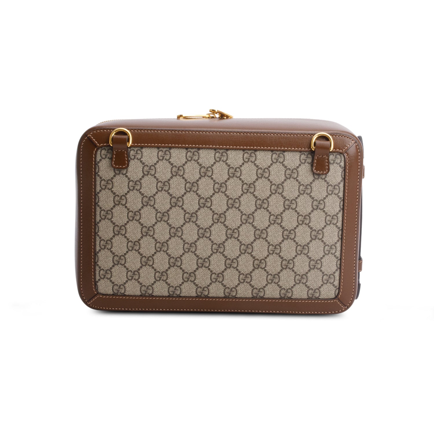 Gucci GG Supreme Monogram Glazed Textured Calfskin Retro Interlocking G Box Shoulder Bag w/ Strap