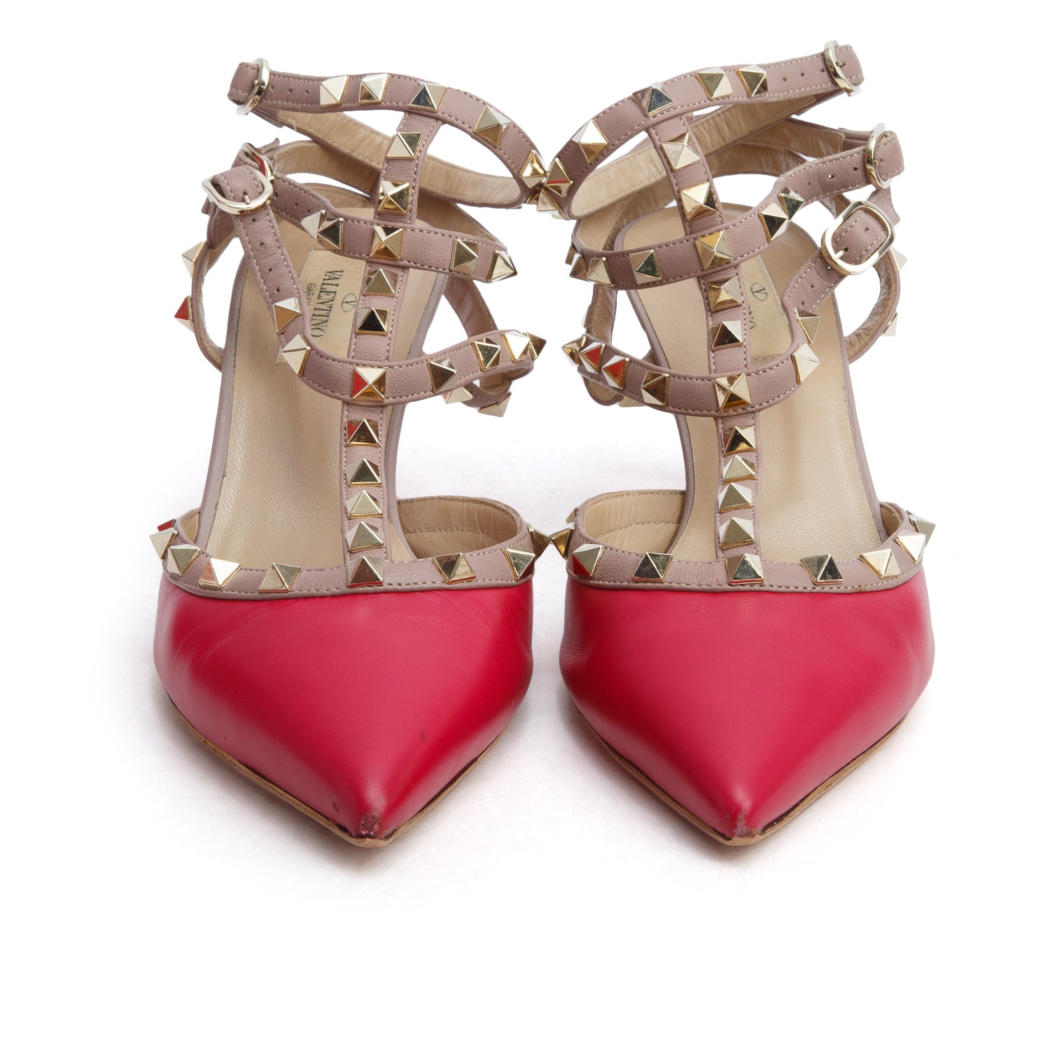 Valentino Two-Tone Pink Leather Rockstud Cage Pumps, Women's Size 40 w/ Box