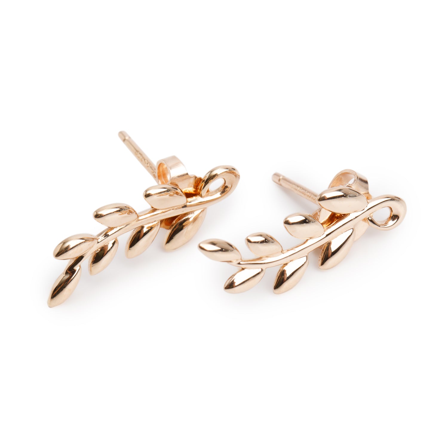 Tiffany & Co. Paloma Picasso 18k Rose Olive Leaf Climber Earrings w/ Box