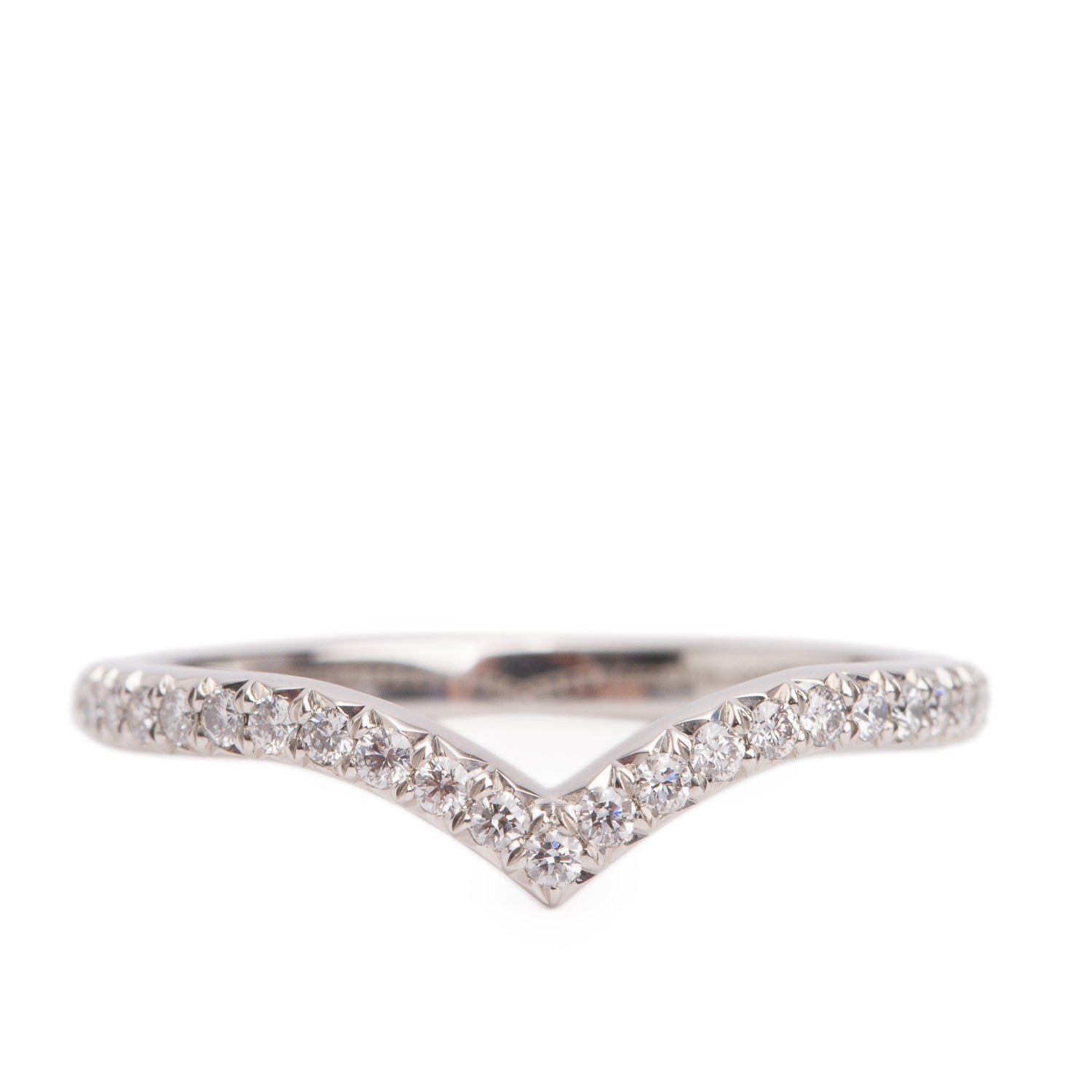 Tiffany & Co. Soleste Platinum Diamond V Ring, Size 7.5