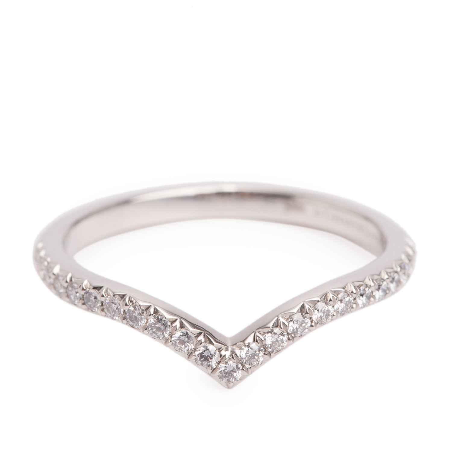 Tiffany & Co. Soleste Platinum Diamond V Ring, Size 7.5