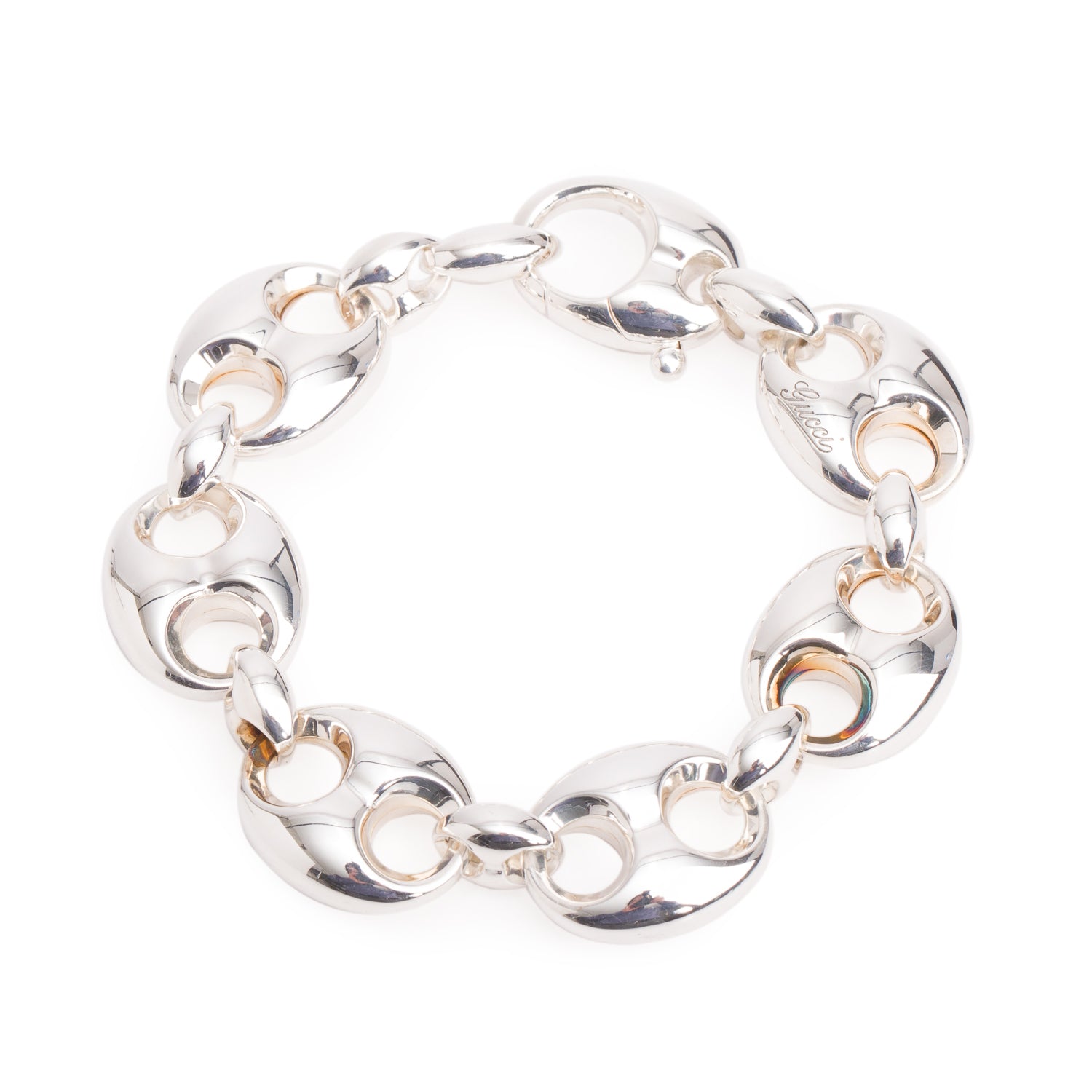 Gucci Sterling Silver Puffed Mariner Bracelet