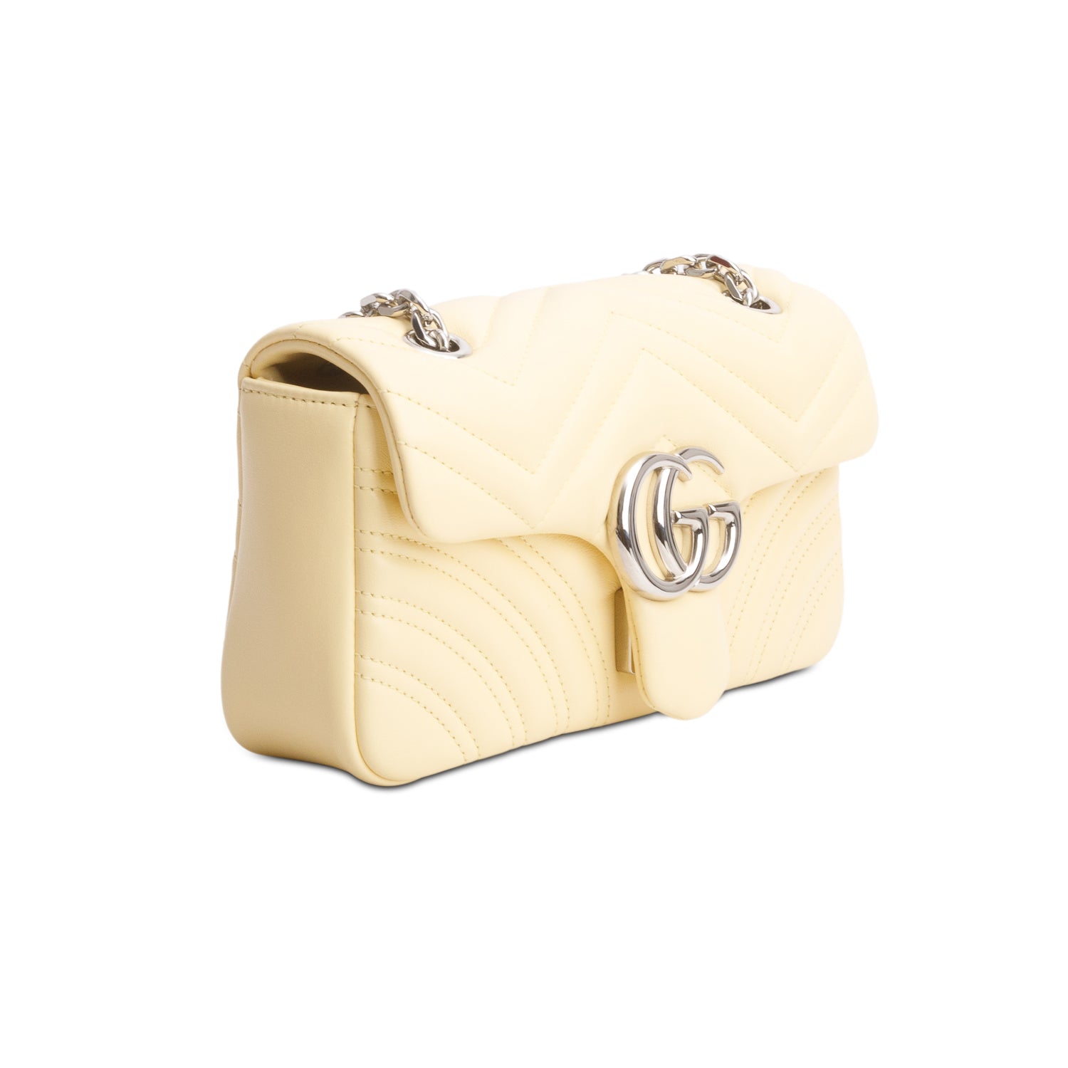Gucci Yellow Leather GG Marmont Small Shoulder Bag w/ Box