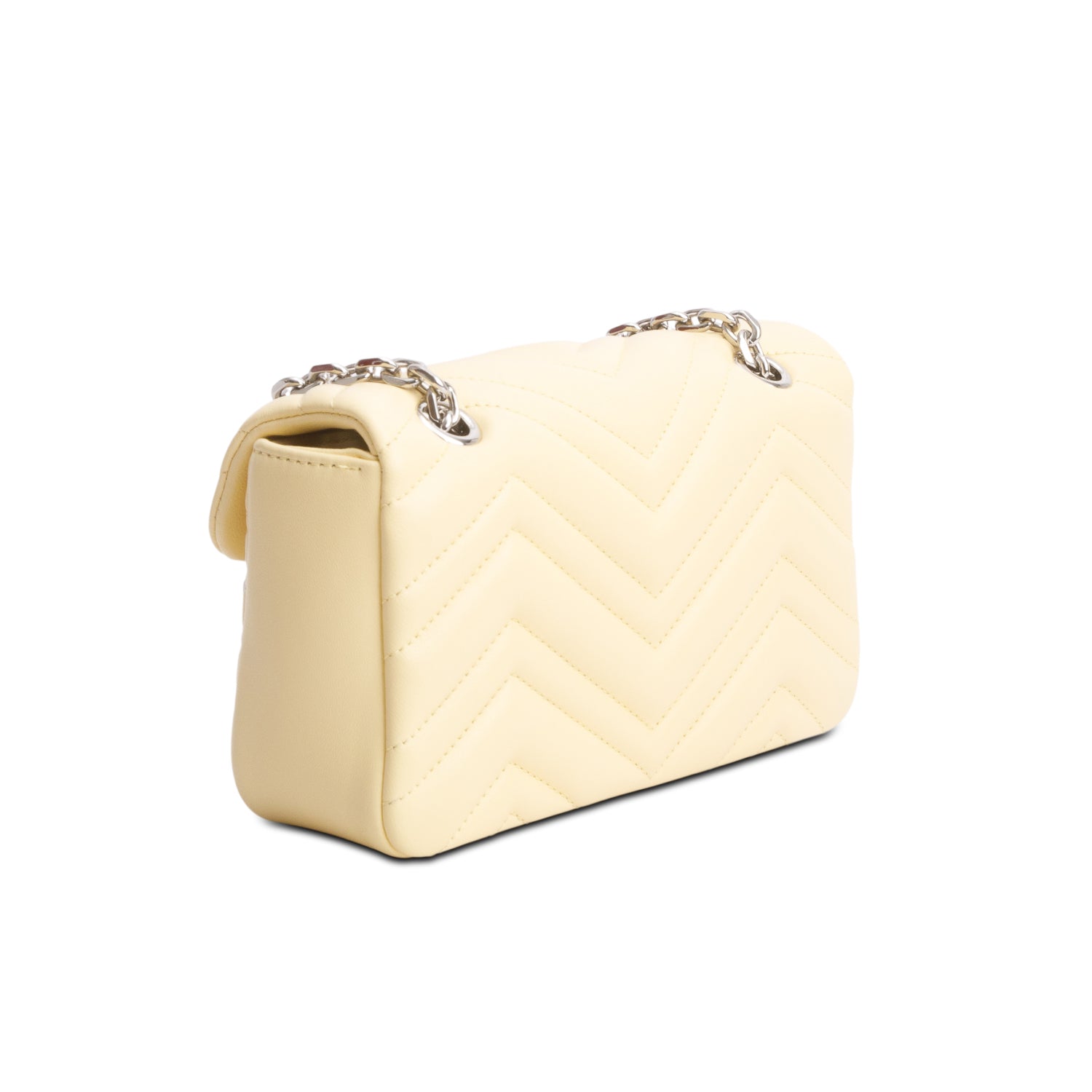 Gucci Yellow Leather GG Marmont Small Shoulder Bag w/ Box